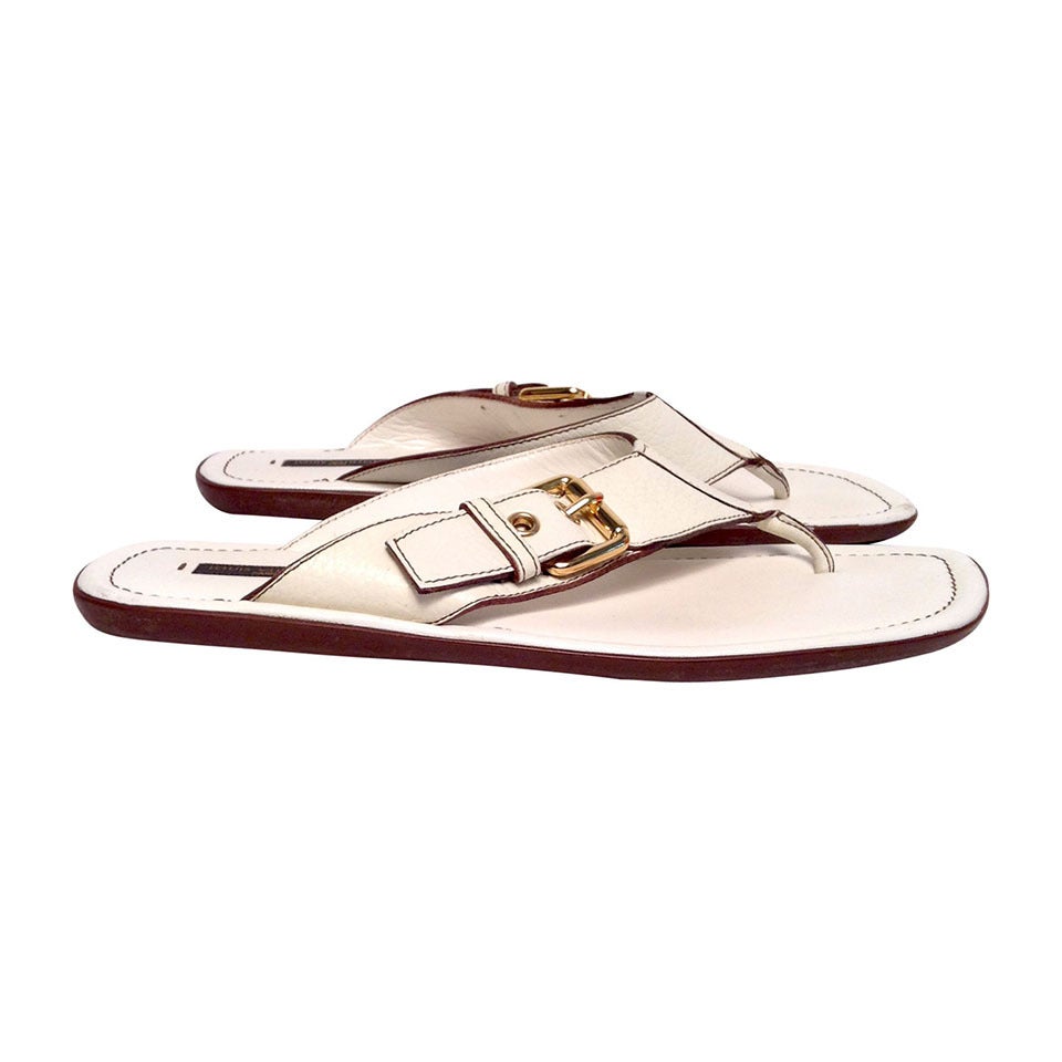 Louis Vuitton Cream leather Thong Sandal Size 38