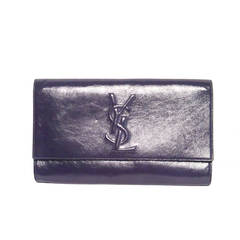 YSL Yves Saint Laurent Belle De Jour Dark Grey Patent Clutch