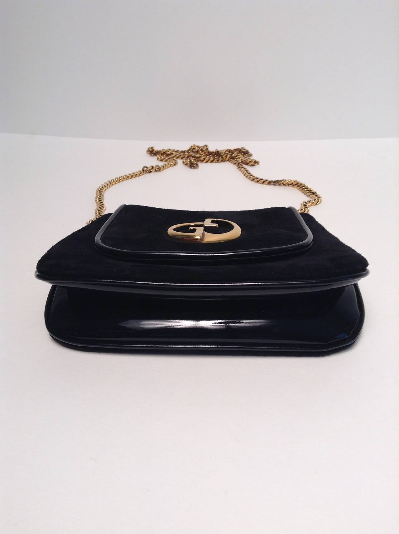 Gucci Black Suede Gold Chain Bag 1973 Reissue 2