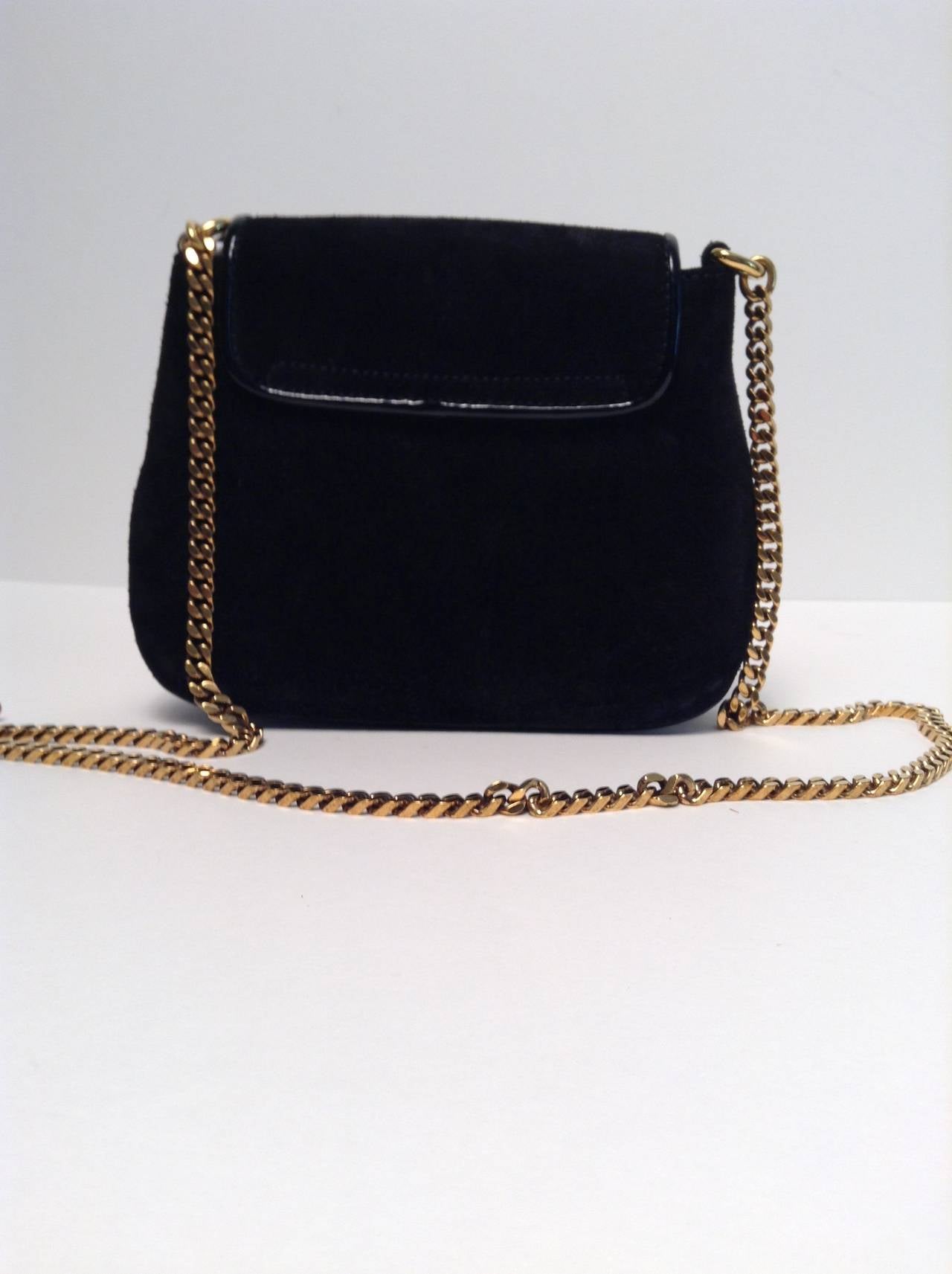 Gucci Black Suede Gold Chain Bag 1973 Reissue 4