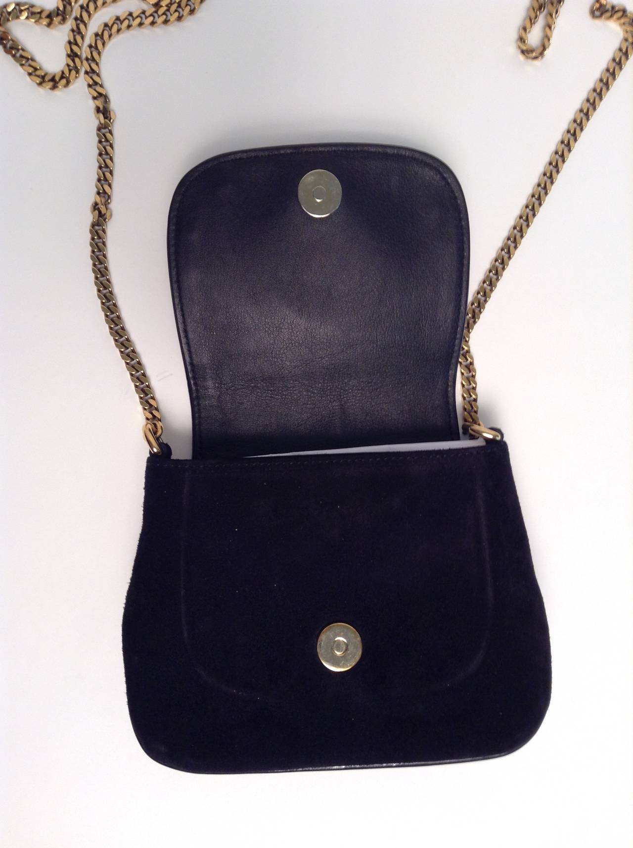 Gucci Black Suede Gold Chain Bag 1973 Reissue 6