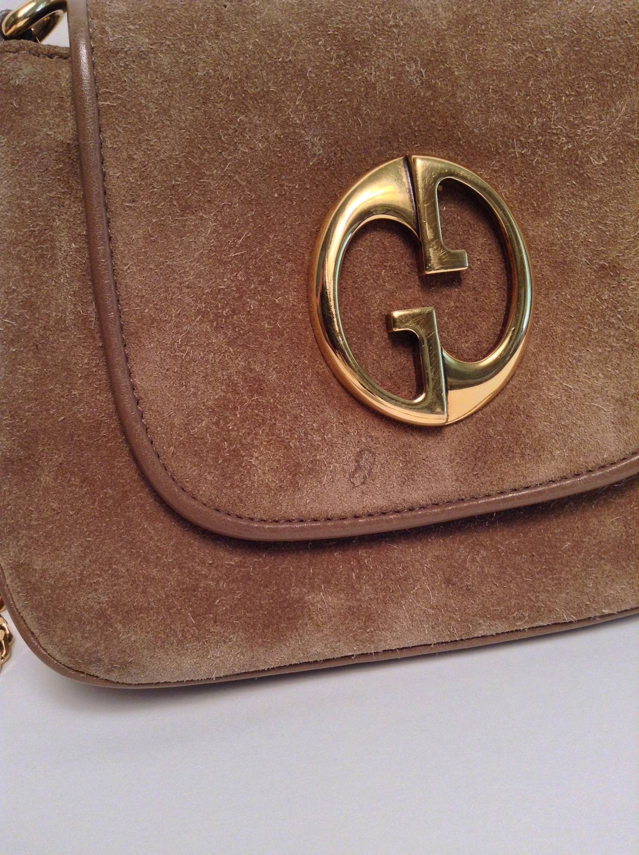 Gucci Taupe Suede Gold Chain Bag 1973 Reissue 5