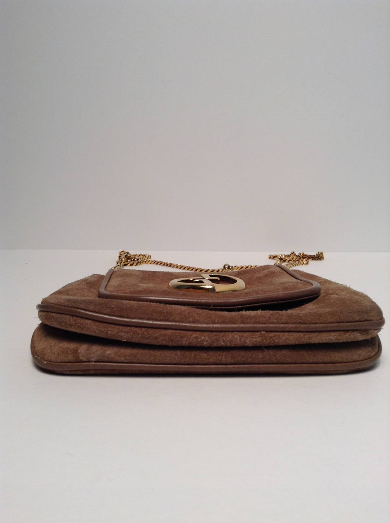 Gucci Taupe Suede Gold Chain Bag 1973 Reissue 2