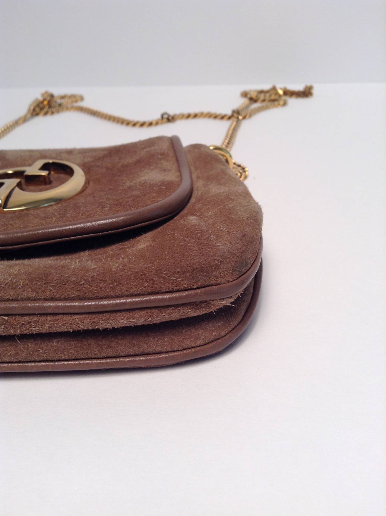 Women's Gucci Taupe Suede Gold Chain Bag 1973 Reissue