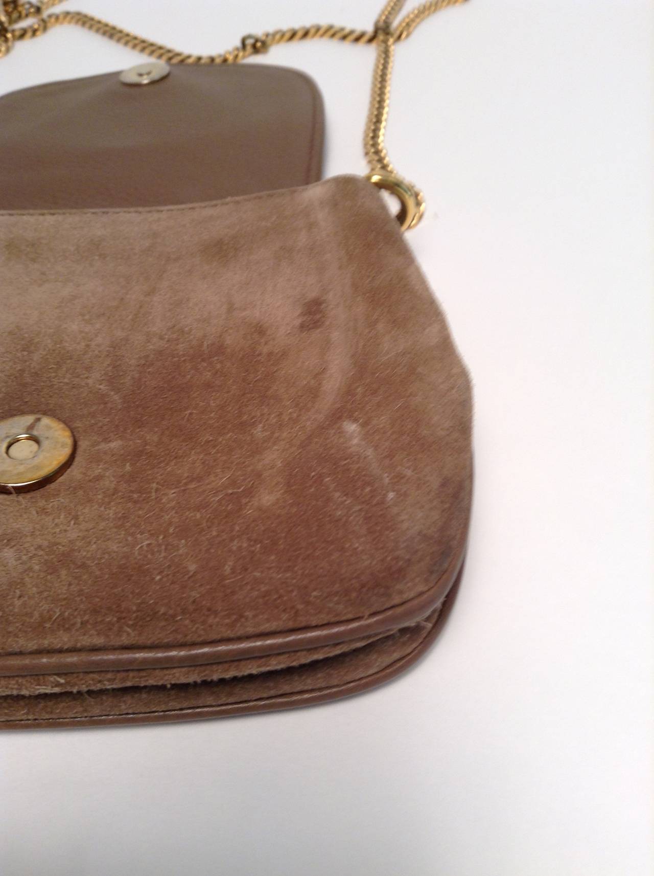 Gucci Taupe Suede Gold Chain Bag 1973 Reissue 1