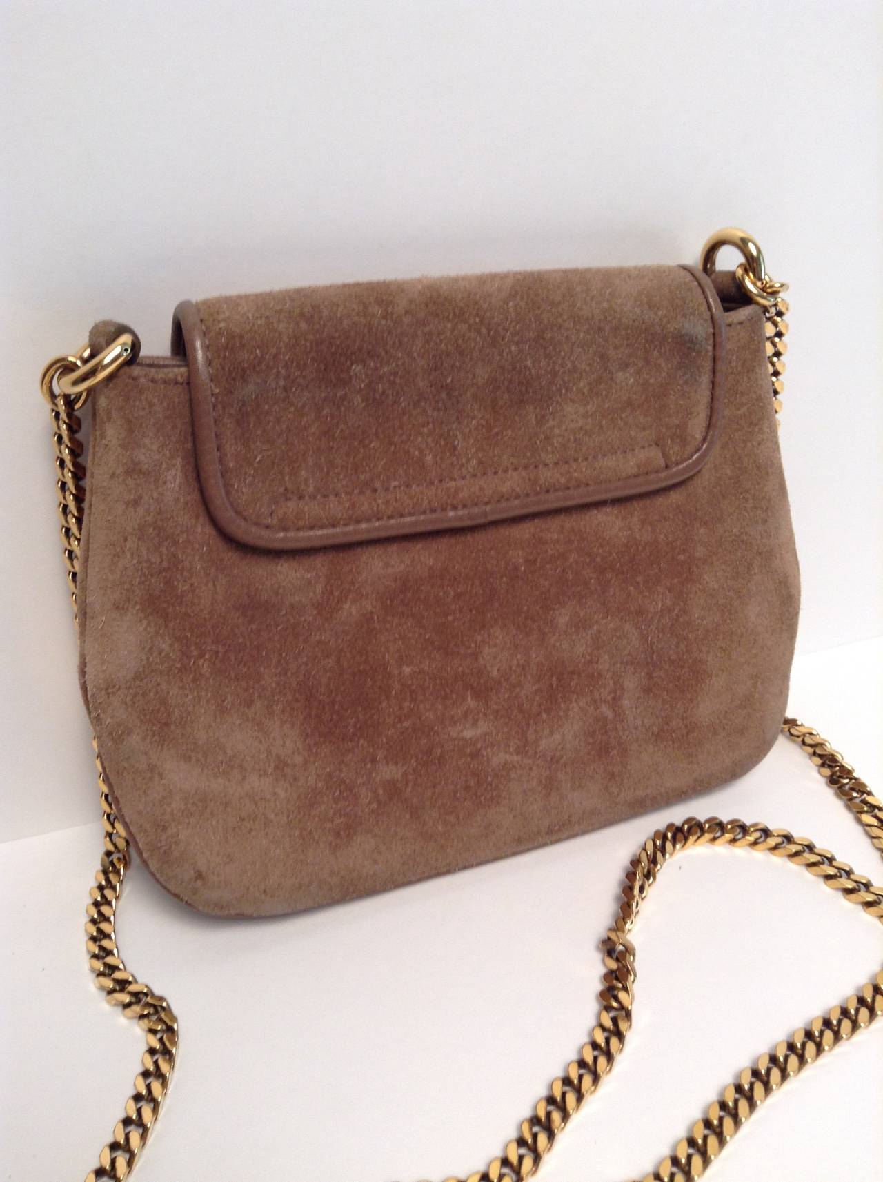 Gucci Taupe Suede Gold Chain Bag 1973 Reissue 6