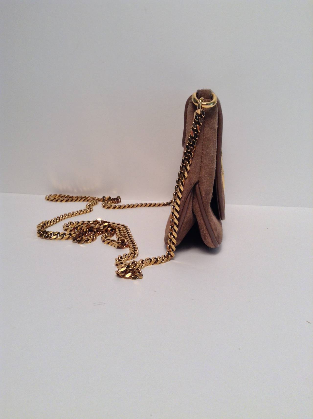 Gucci Taupe Suede Gold Chain Bag 1973 Reissue 4