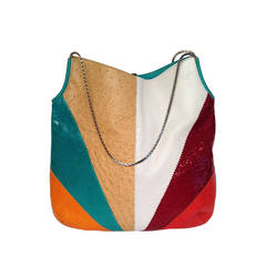 Gianni Versace Vintage Exotic Leather Colour Block Bag