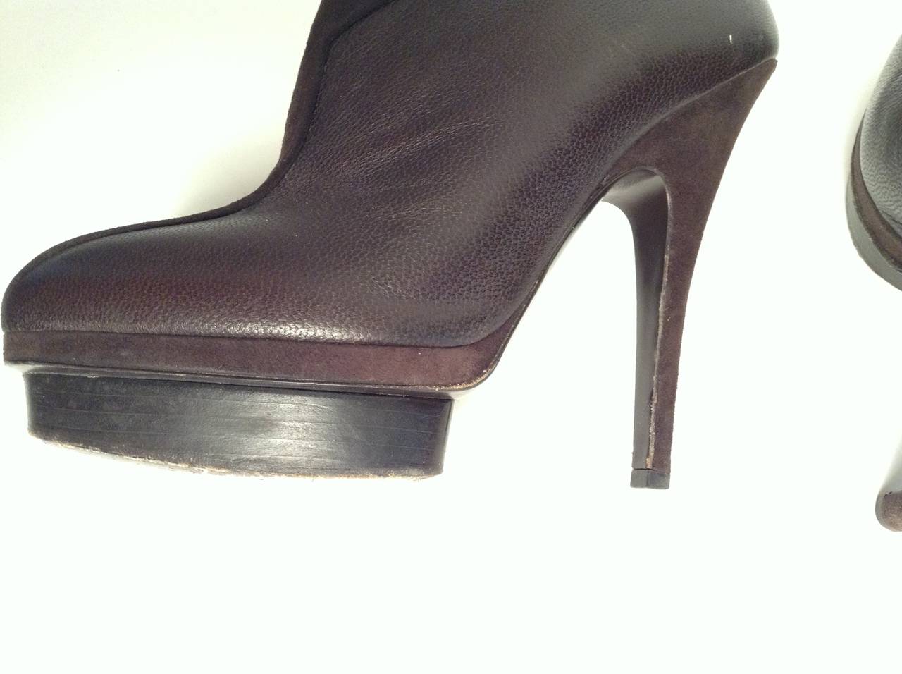 Yves Saint Laurent Brown Leather Booties Size 39.5/9 For Sale 3
