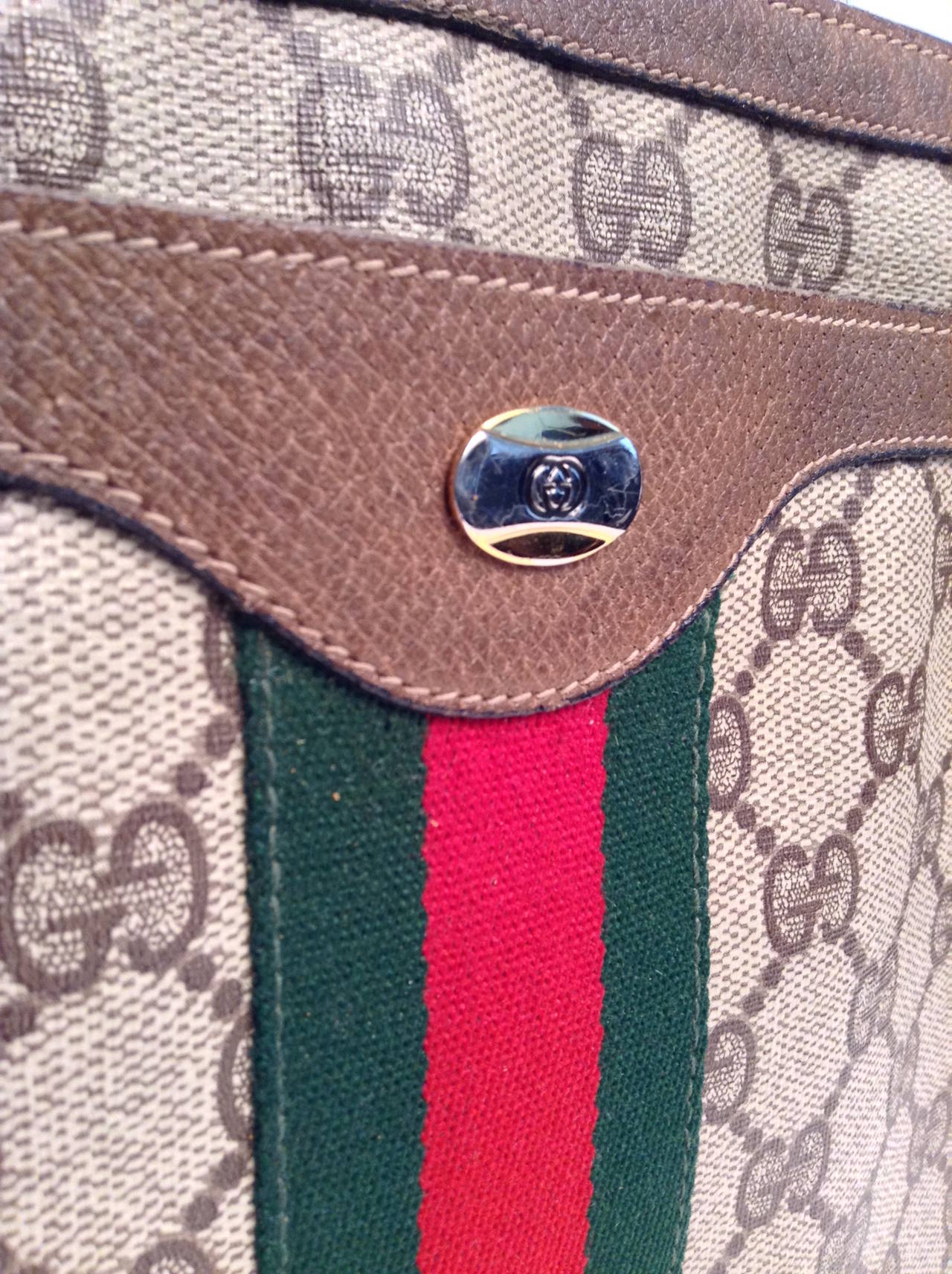 Gucci Taupe Monogram Crossbody Bag w Auth. 1