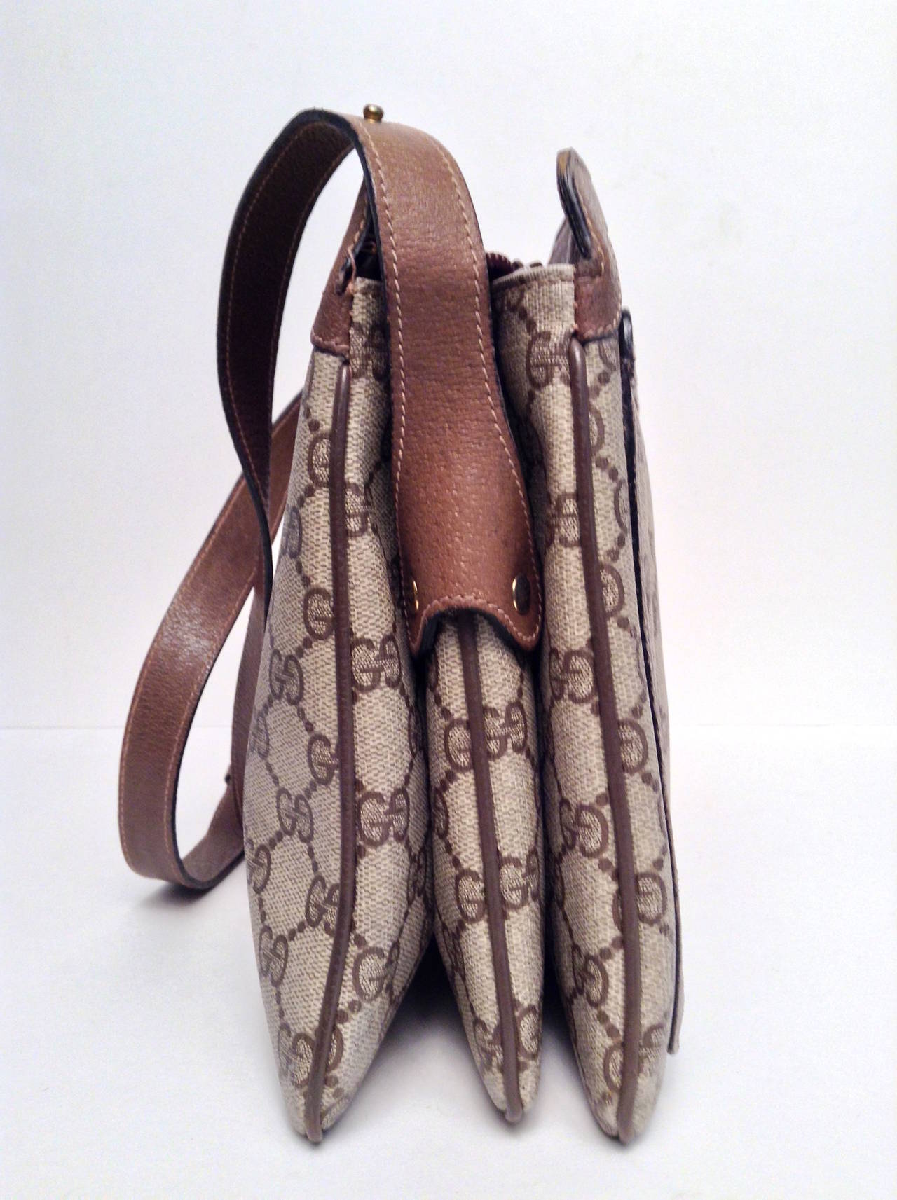 Gucci Taupe Monogram Crossbody Bag w Auth. In Good Condition In Toronto, Ontario