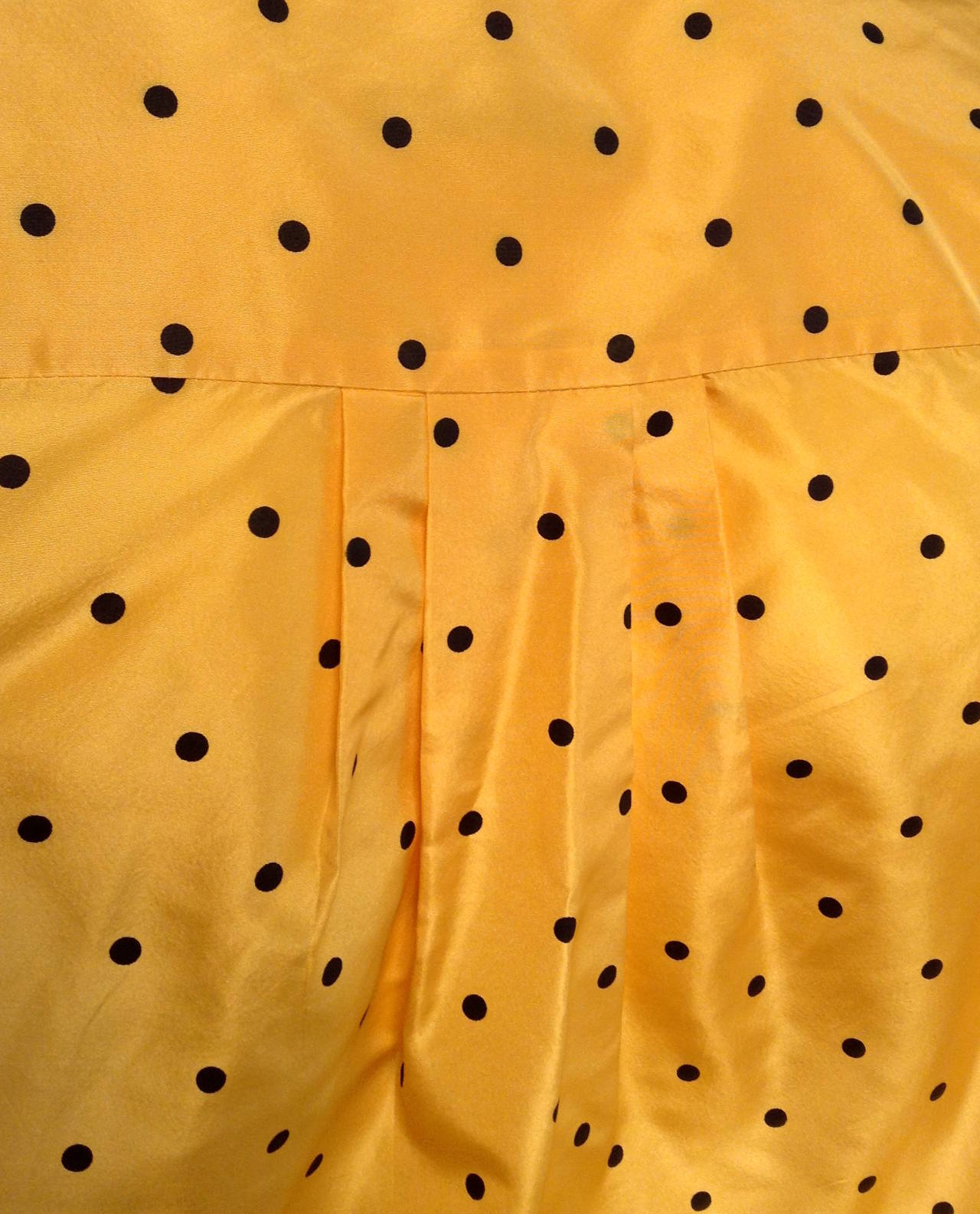 Christian Dior Vintage Yellow and Black Polka Dot Blouse Size 36 For Sale 1