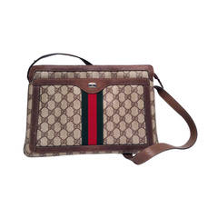 Vintage Gucci Taupe Monogram Crossbody Bag w Auth.