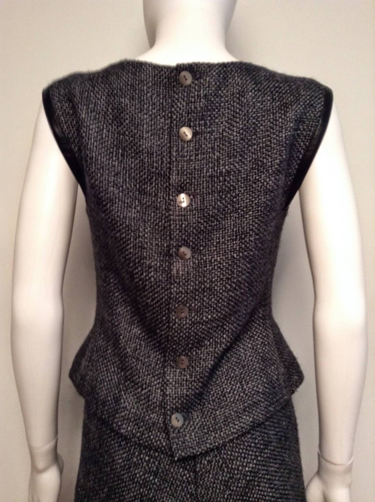 Chanel Two Piece Grey Wool Skirt and Vest Suit Size 38/4 For Sale 3