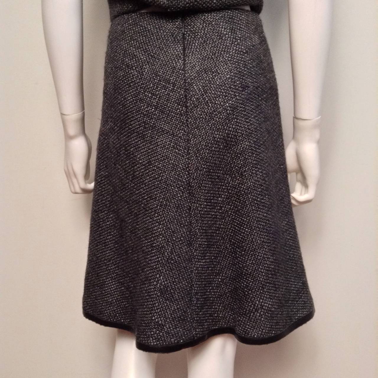 Chanel Two Piece Grey Wool Skirt and Vest Suit Size 38/4 For Sale 5