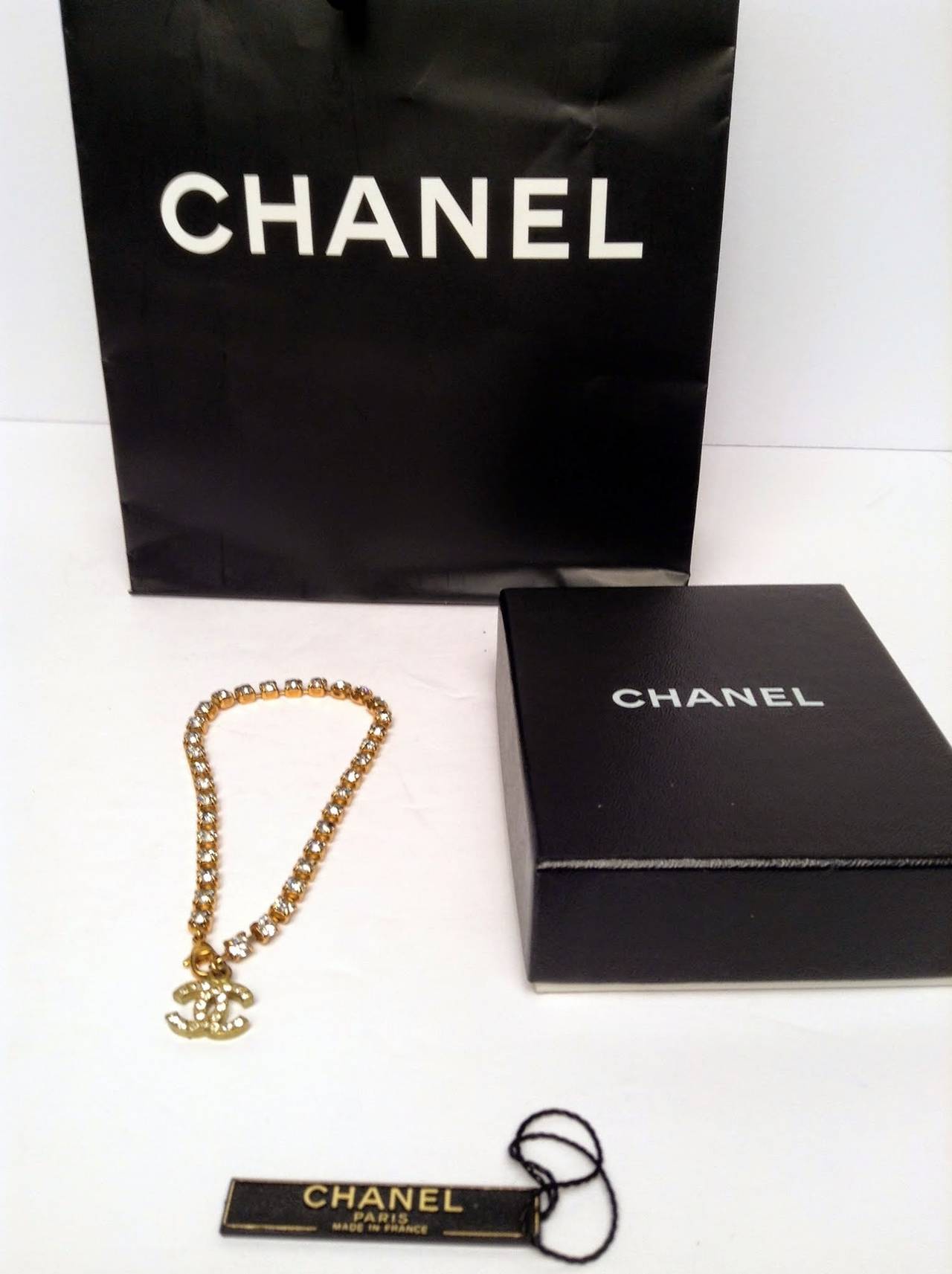 Chanel Vintage 90s Rhinestone Anklet Rare