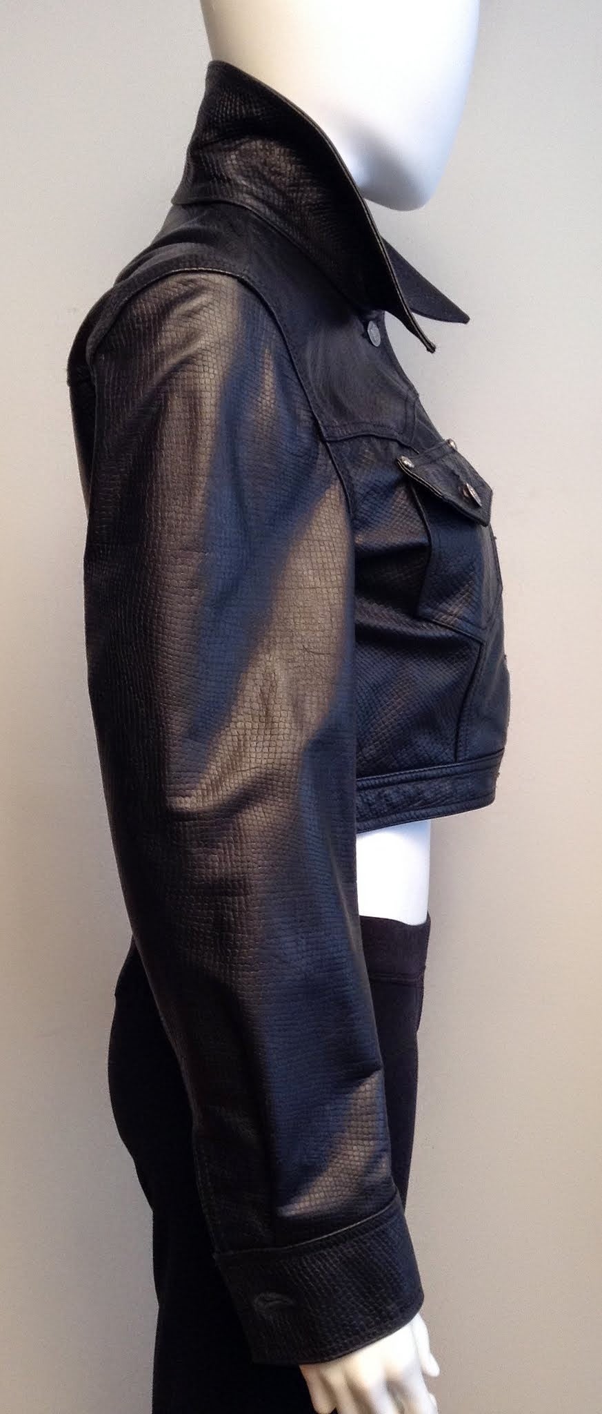 Versace Jeans Couture Unworn Vintage Cropped Leather Jacket Sz 42/6 1