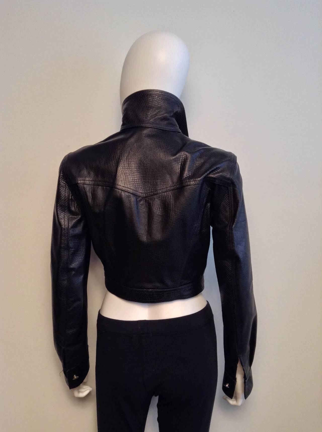 Women's Versace Jeans Couture Unworn Vintage Cropped Leather Jacket Sz 42/6