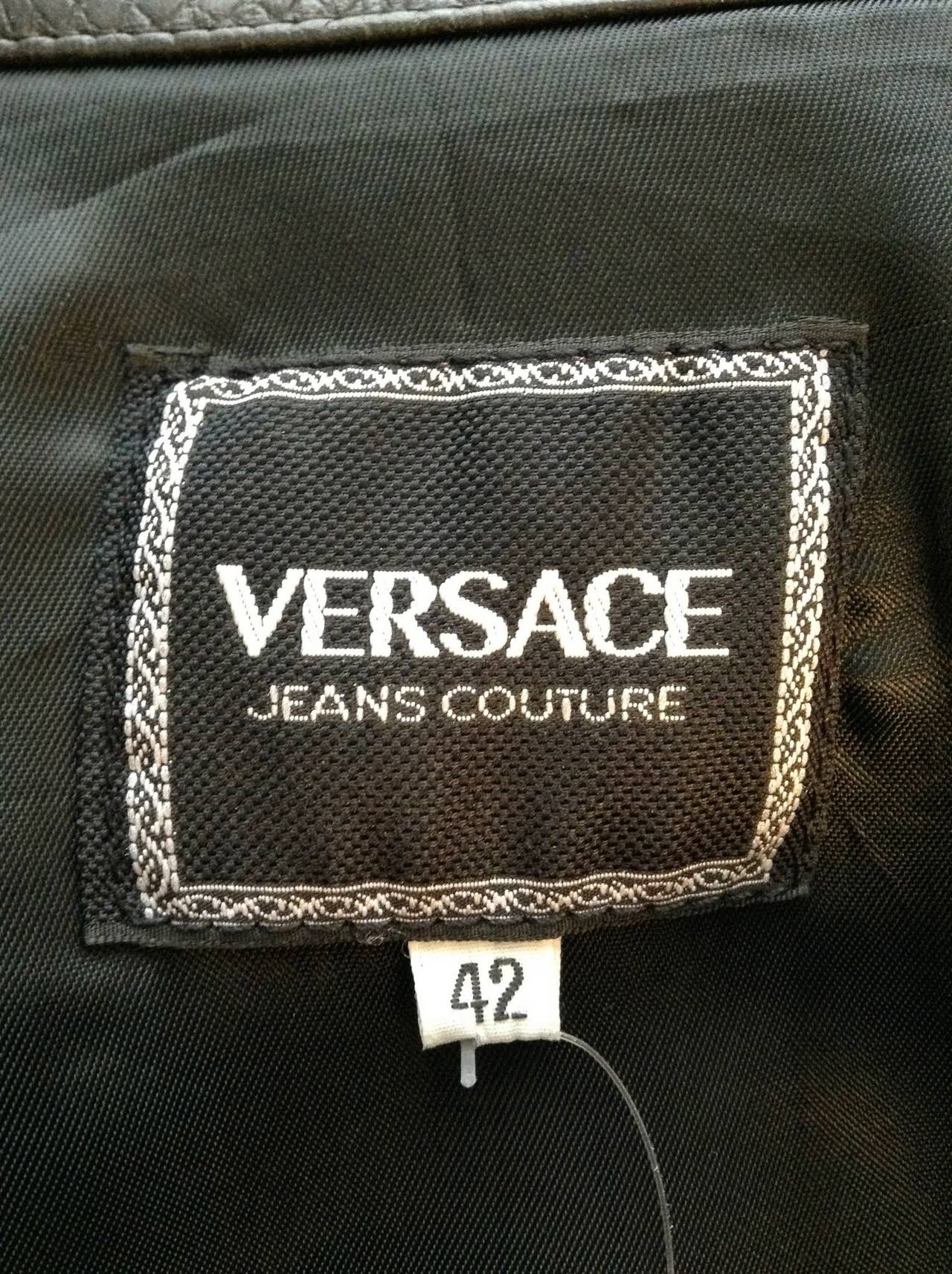 Versace Jeans Couture Unworn Vintage Cropped Leather Jacket Sz 42/6 4