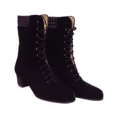 Bottega Veneta Black Velvet Vintage Victorian Boot Size 7 Unworn