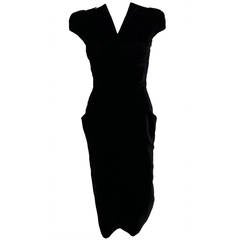 Tom Ford AW11 Black Velvet Cup Dress Unworn Size 2