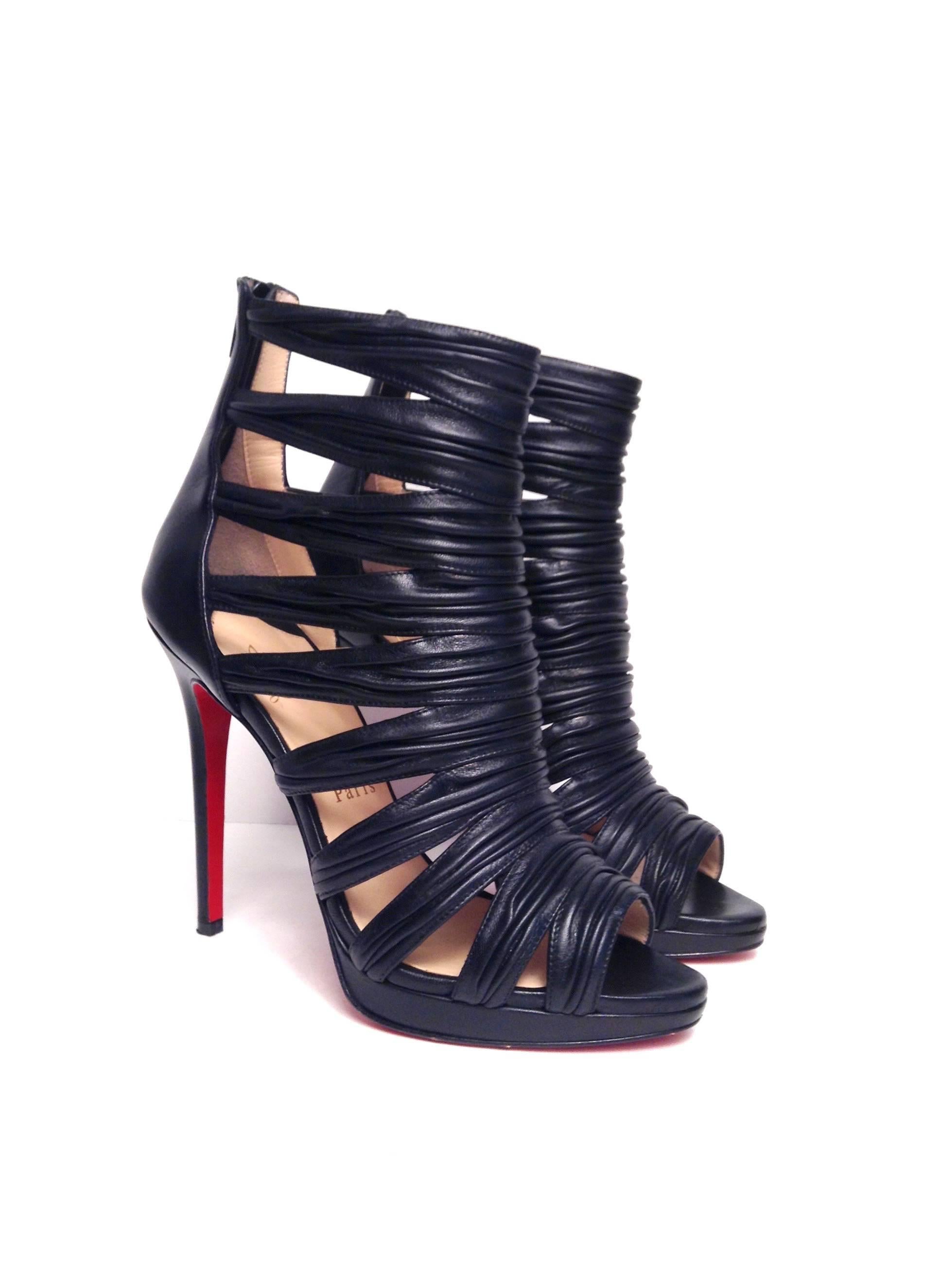Christian Louboutin Tinazata Ruched Cage Bootie Size 39 For Sale 2