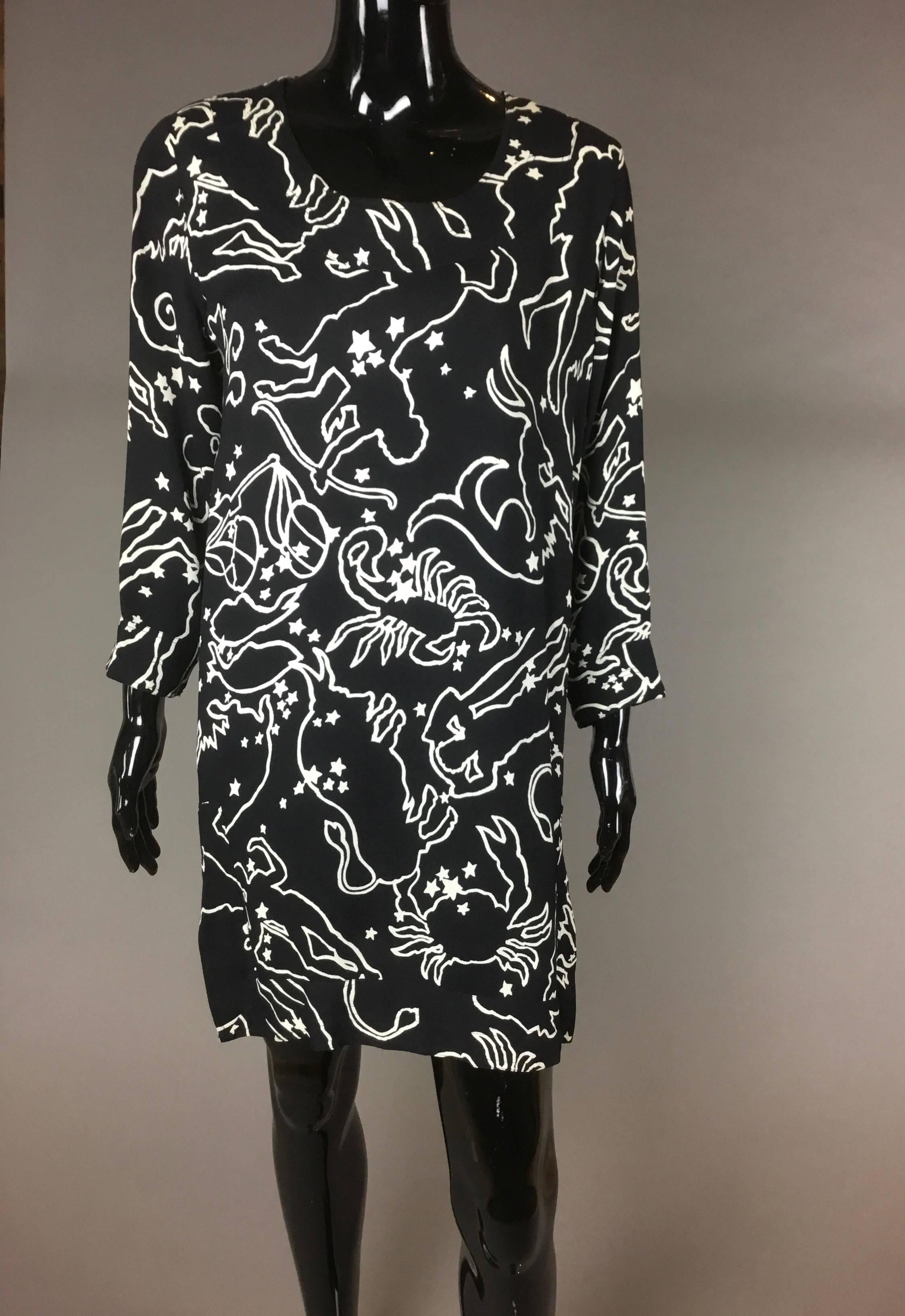 YSL Zodiac print day dress In Excellent Condition For Sale In London, GB