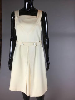 Cream wool Courréges hyperbole wool pinafore dress