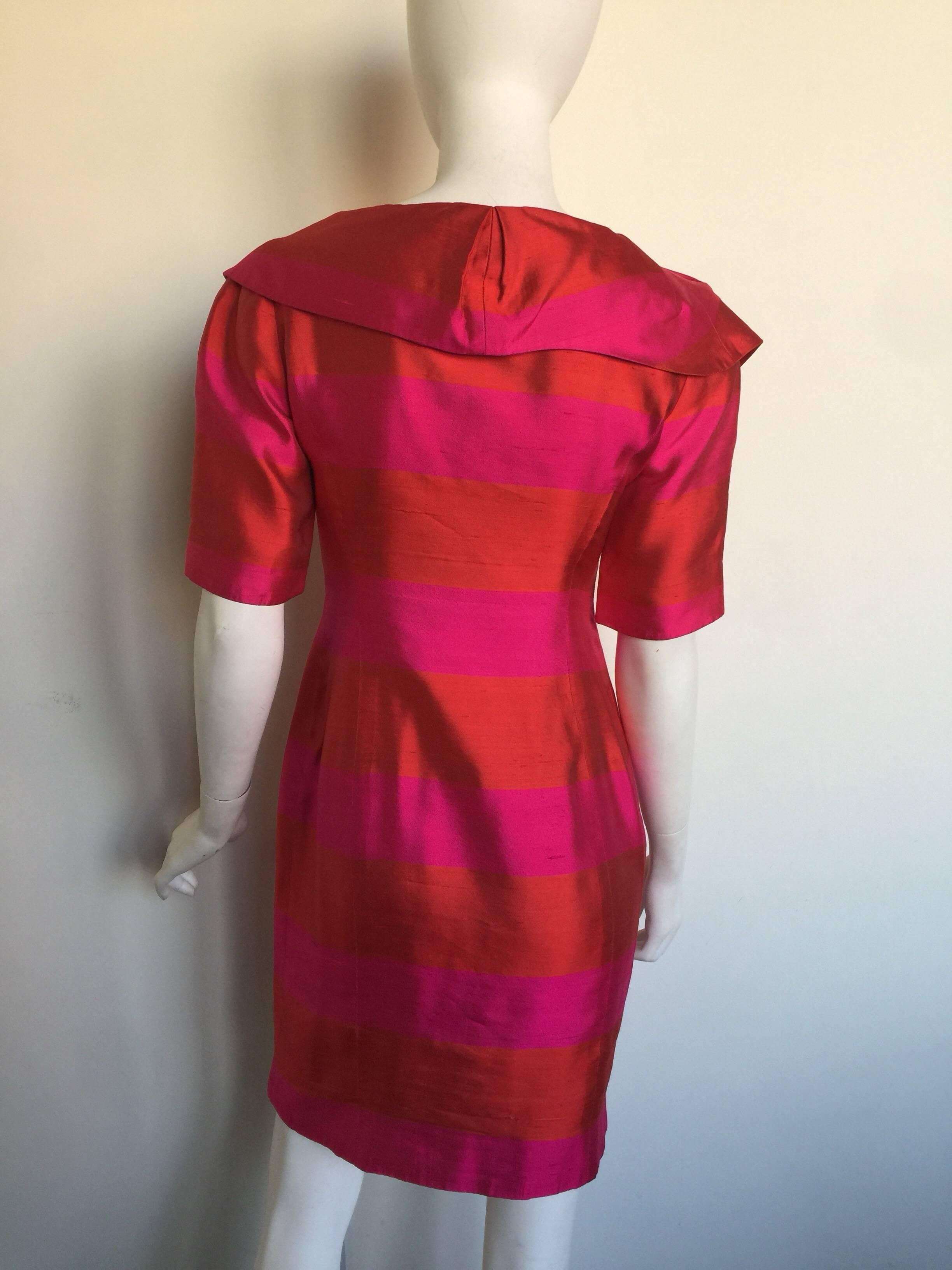 Women's or Men's Lanvin Red & Pink Silk Striped Dress For Sale