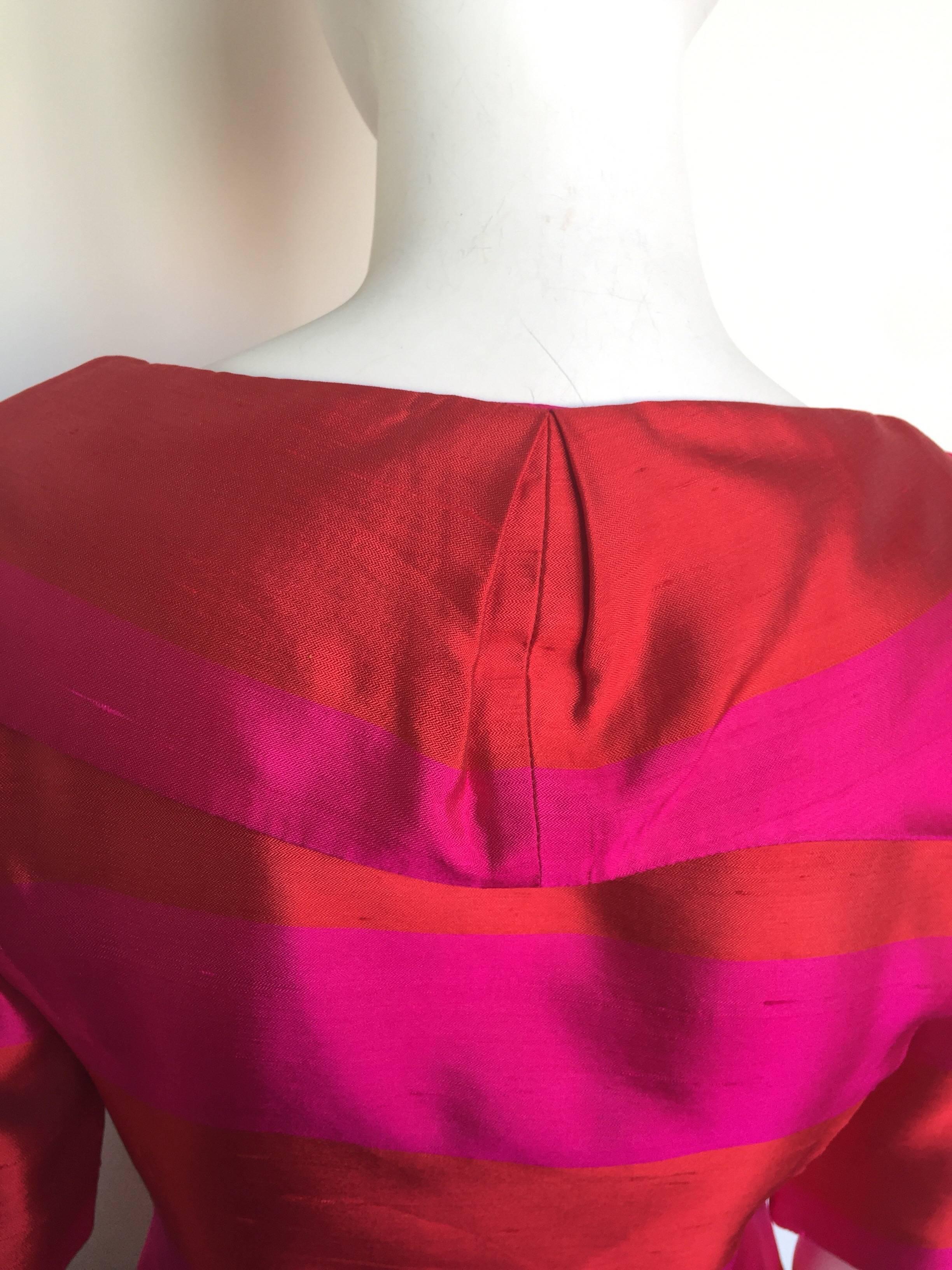 Lanvin Red & Pink Silk Striped Dress For Sale 1