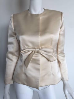 Bill Blass Ivory Satin Bow Jacket