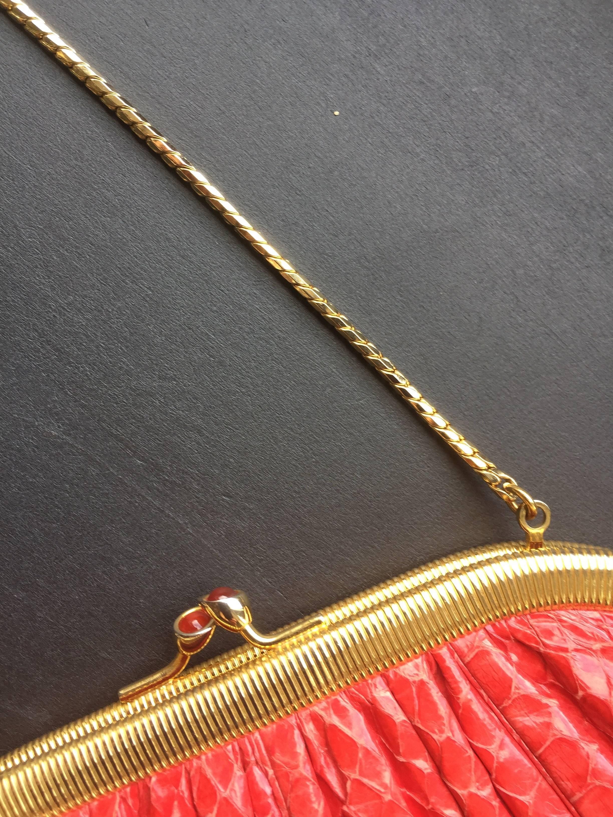 Red Snakeskin Clutch For Sale 2