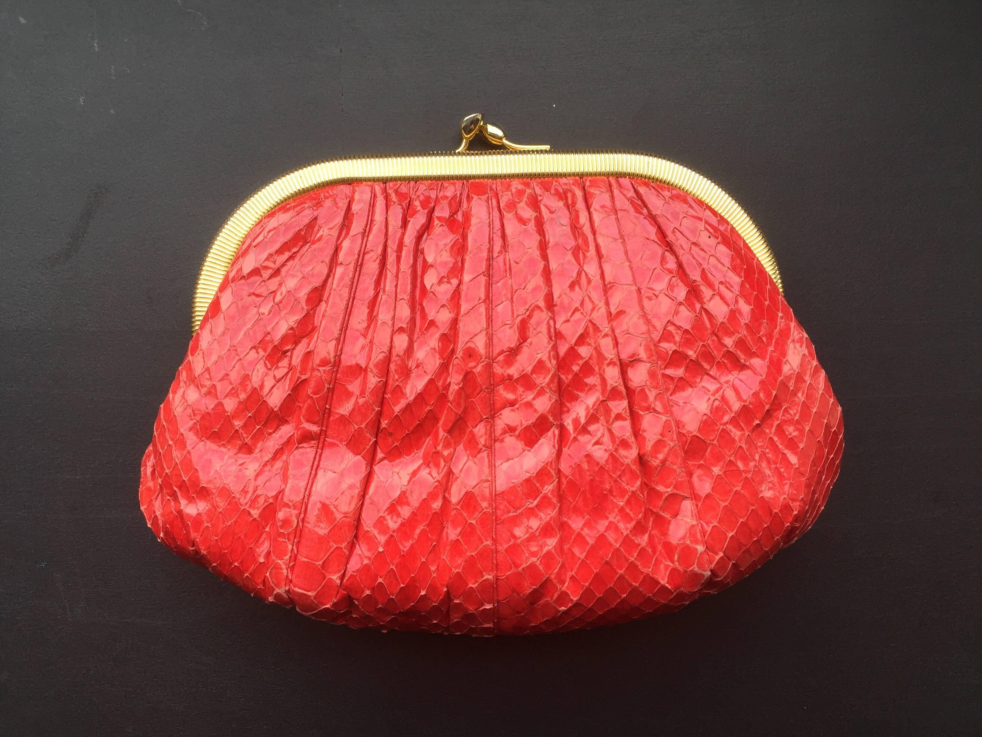 Red Snakeskin Clutch For Sale 3