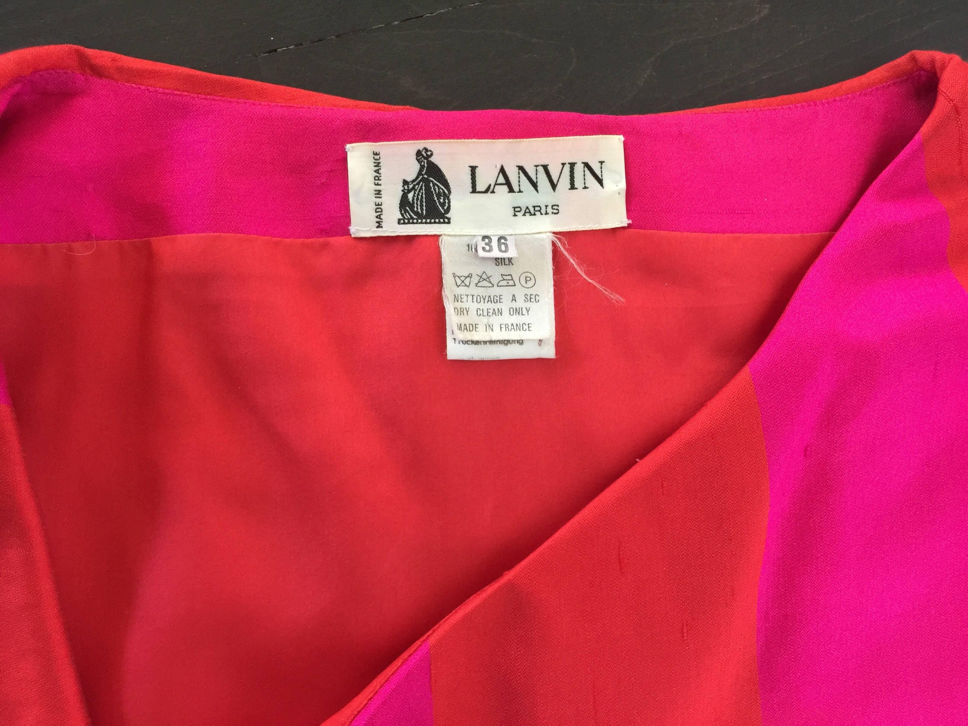 Lanvin Red & Pink Silk Striped Dress For Sale 3
