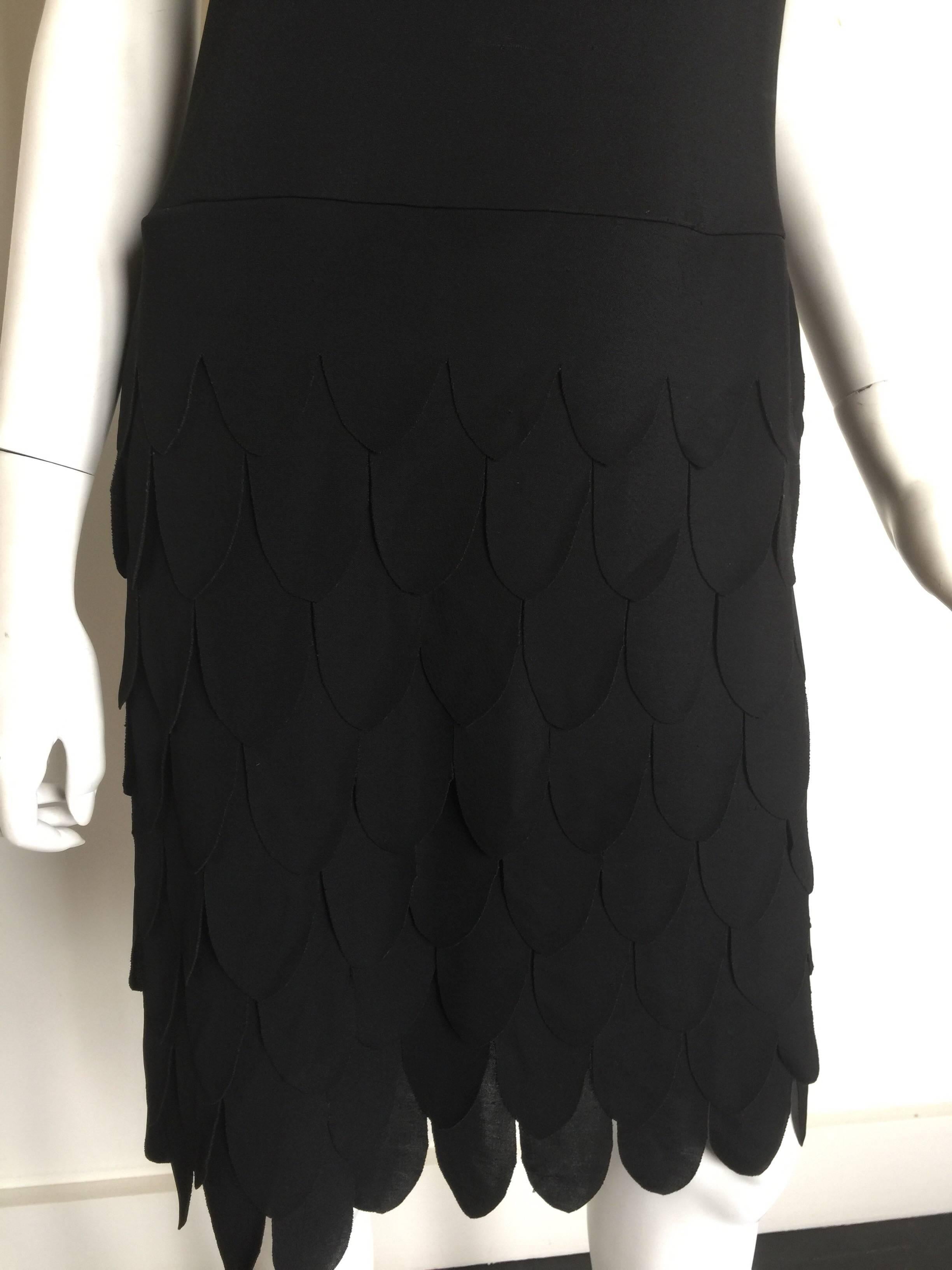 Lillie Rubin Black Sleeveless Ruffled Dress In Good Condition For Sale In New York, NY