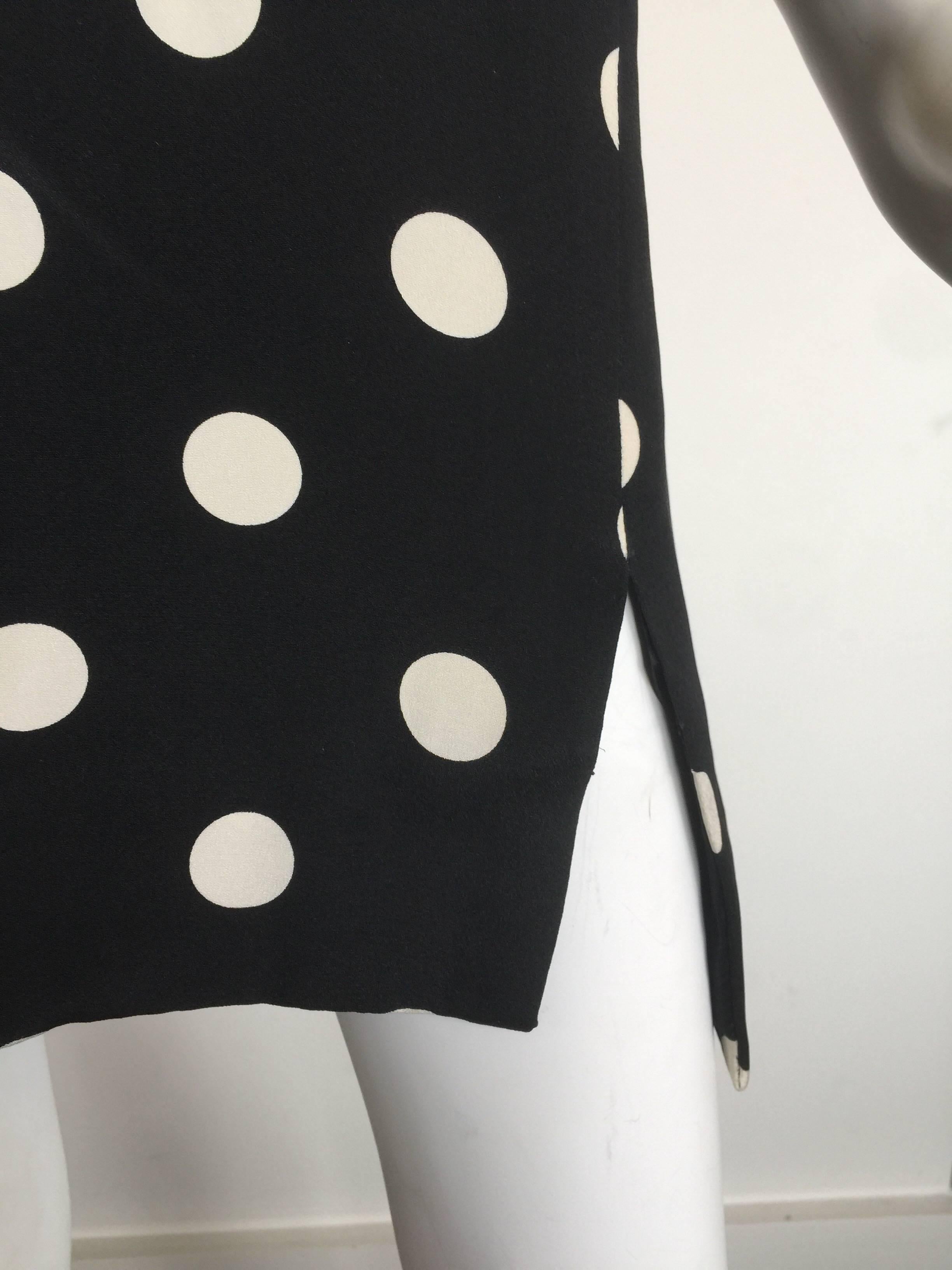 Women's or Men's Geoffrey Beene Black Mini Dress with White Polka Dots For Sale