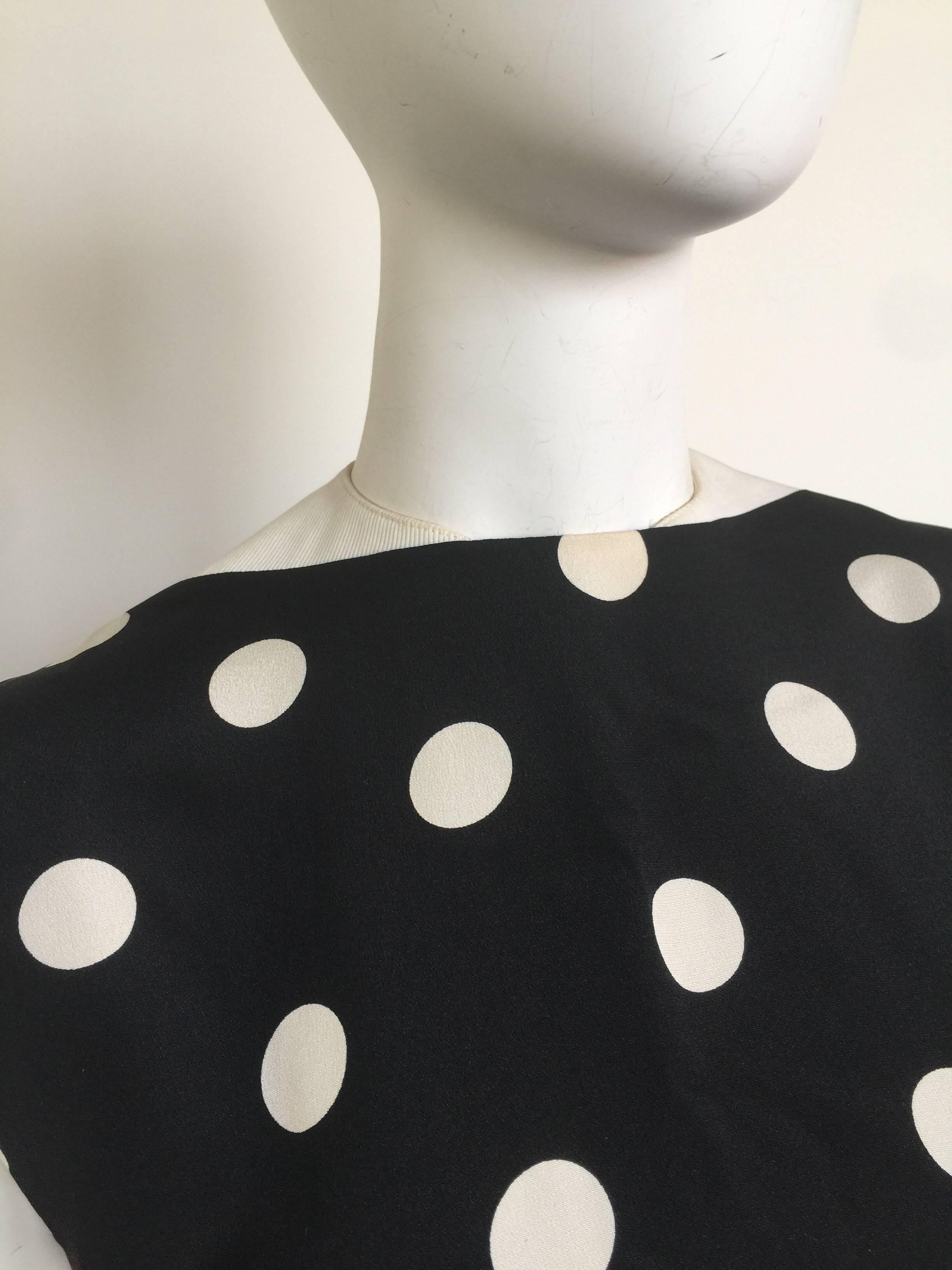 Geoffrey Beene Black Mini Dress with White Polka Dots For Sale 1