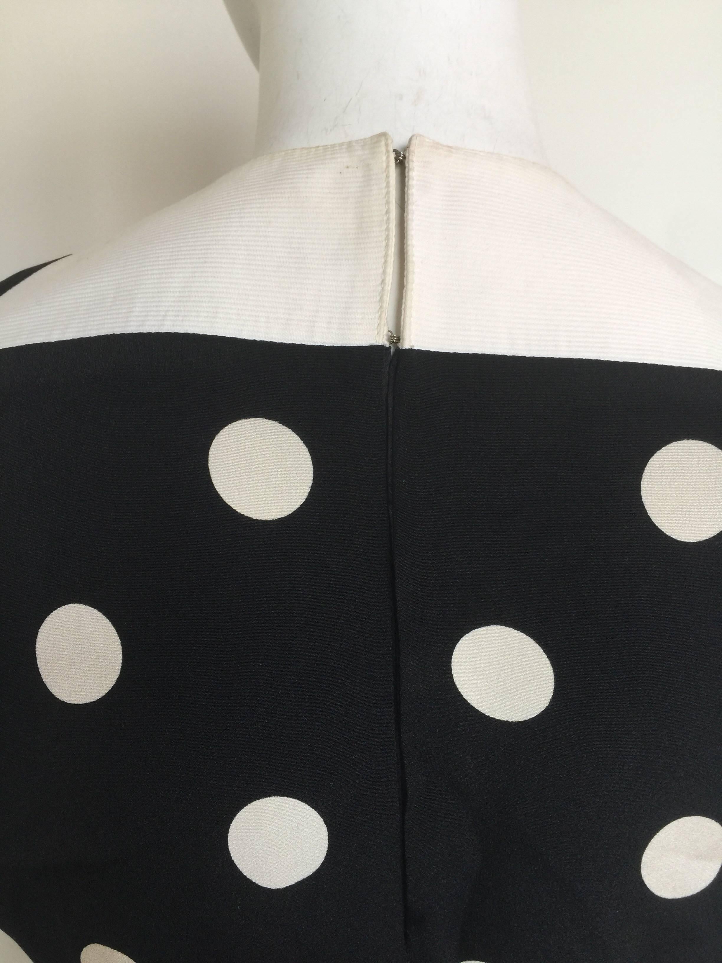 Geoffrey Beene Black Mini Dress with White Polka Dots For Sale 2