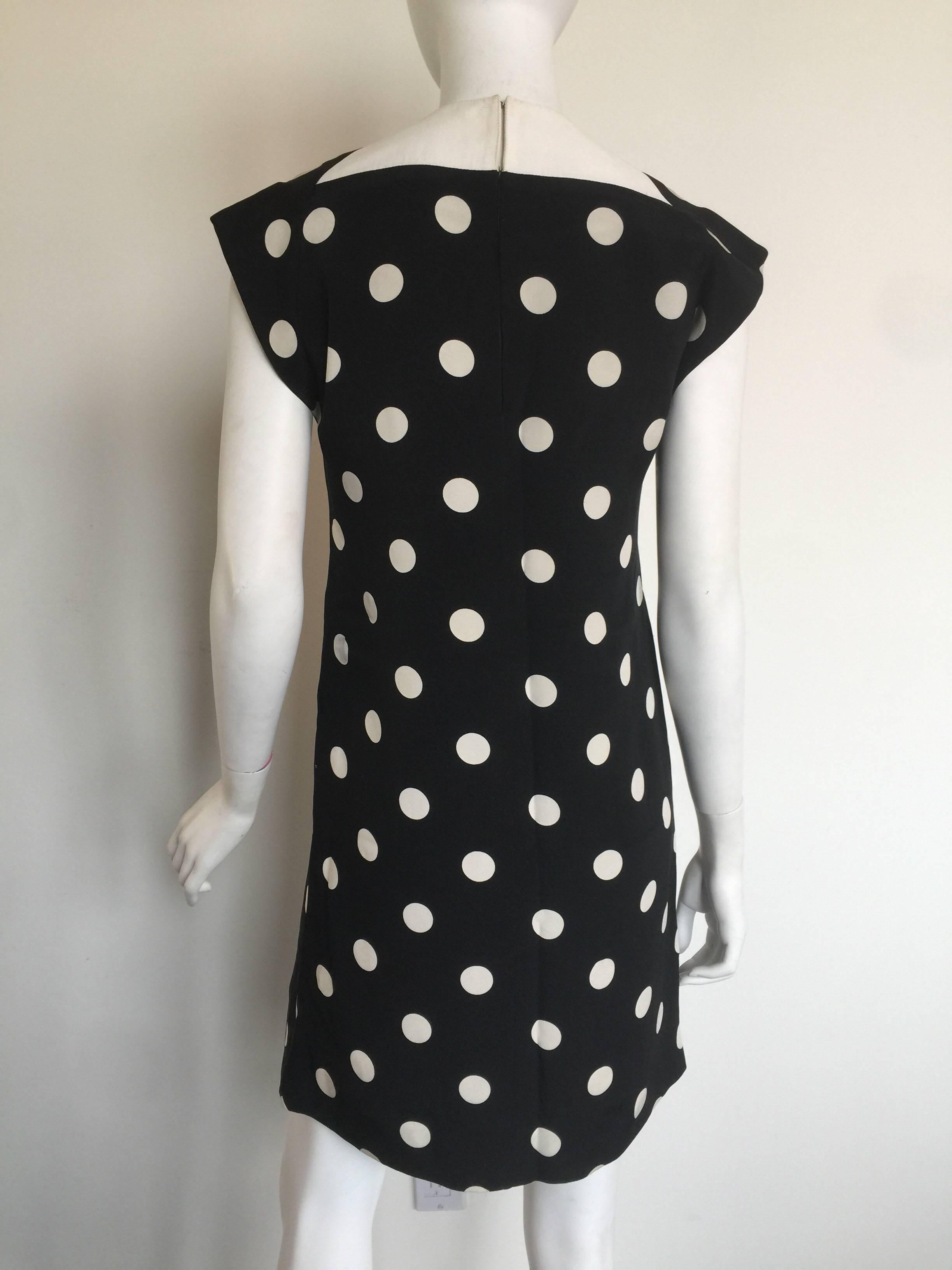 Geoffrey Beene Black Mini Dress with White Polka Dots For Sale 3