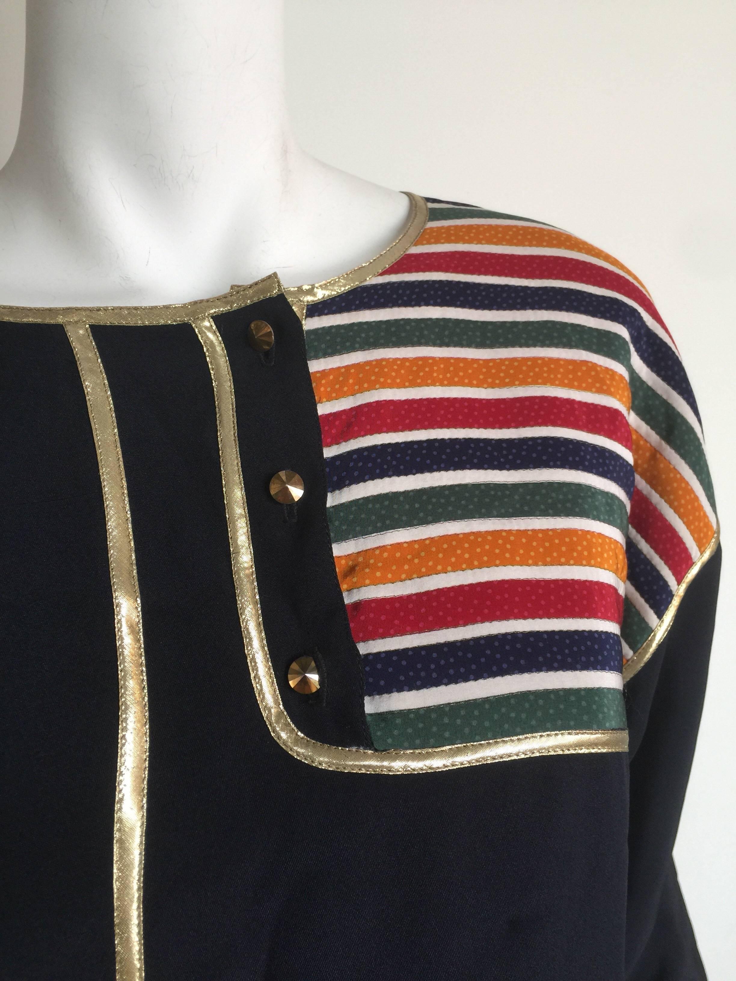 Black Geoffrey Beene Rainbow asymmetrical Stripe Dress For Sale