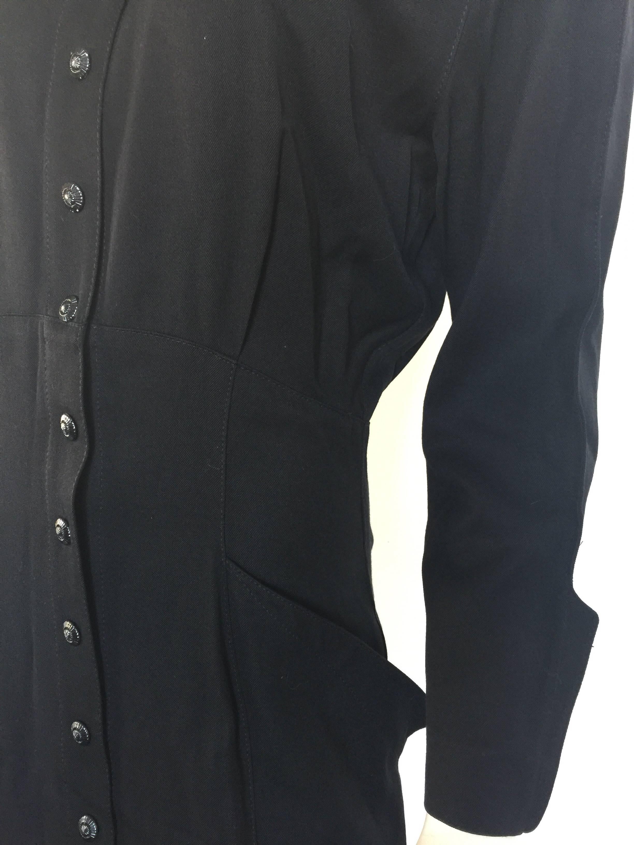 Black button down 1908s Thierry Mugler Dress  In Good Condition For Sale In New York, NY