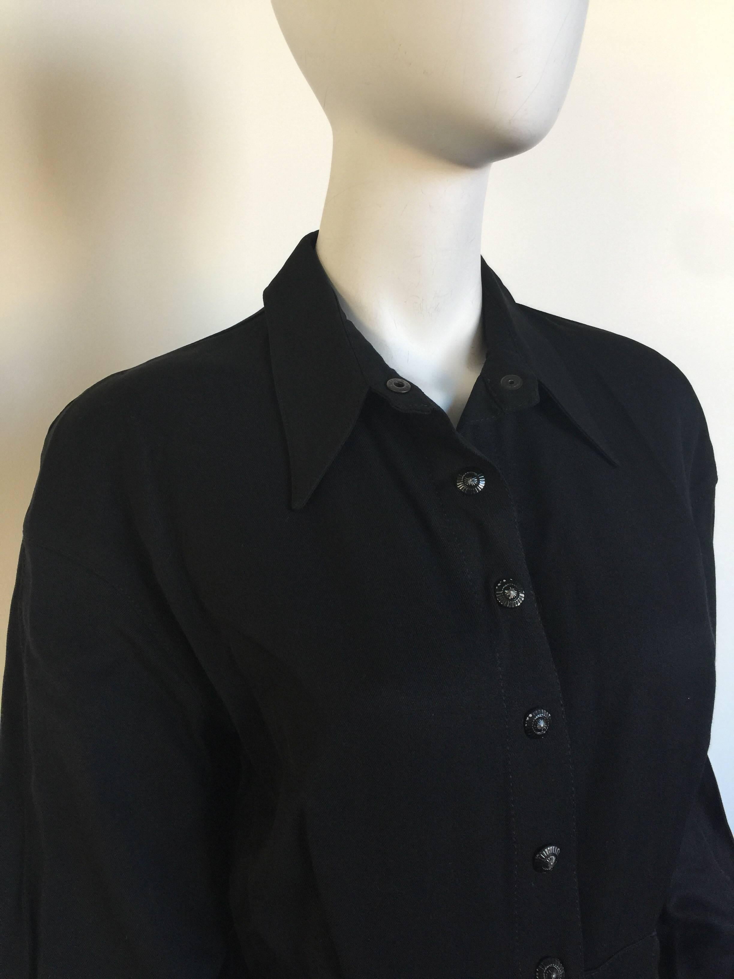 Women's or Men's Black button down 1908s Thierry Mugler Dress  For Sale