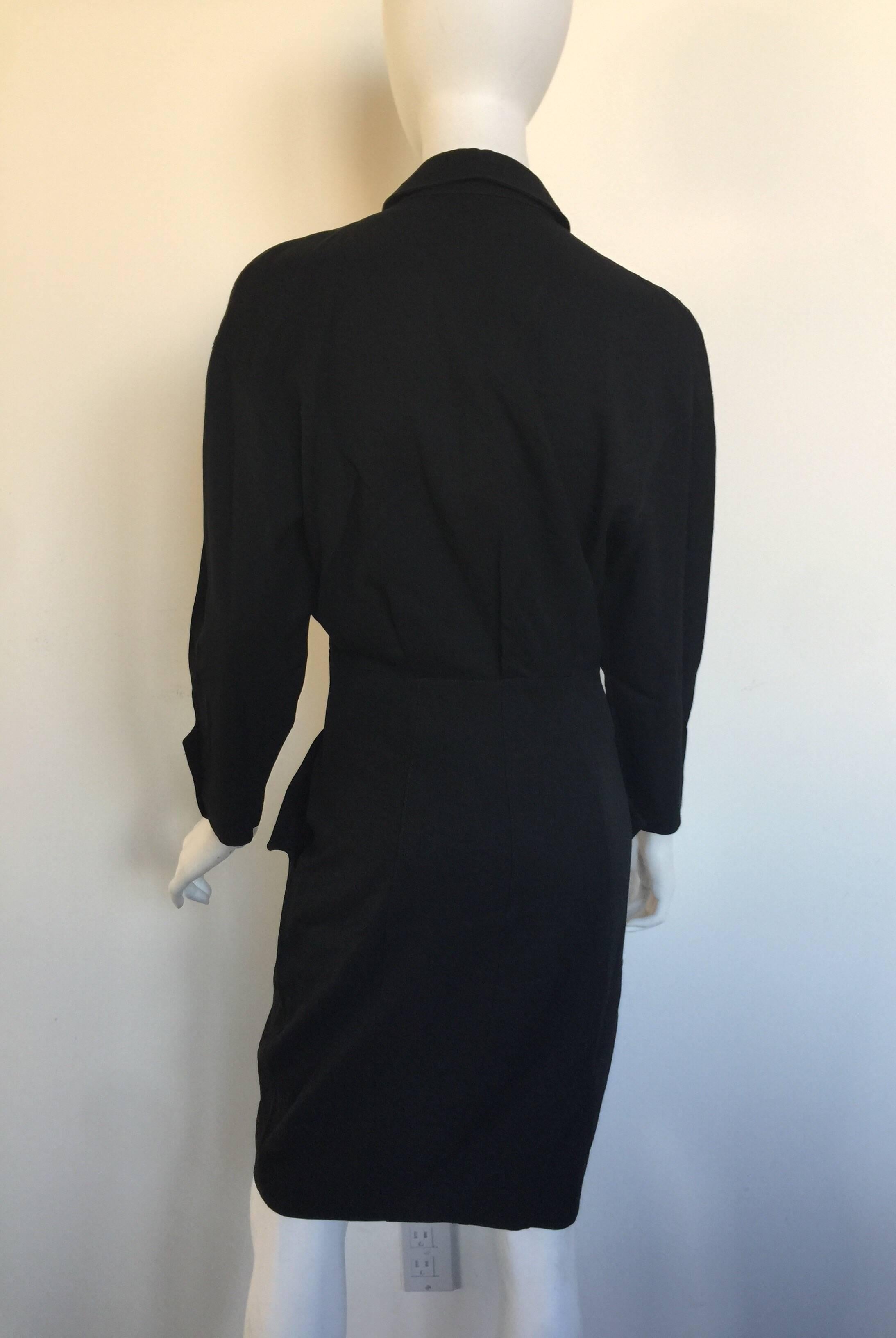 Black button down 1908s Thierry Mugler Dress  For Sale 2