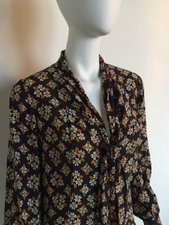 Ungaro 1970s printed silk pleated dress