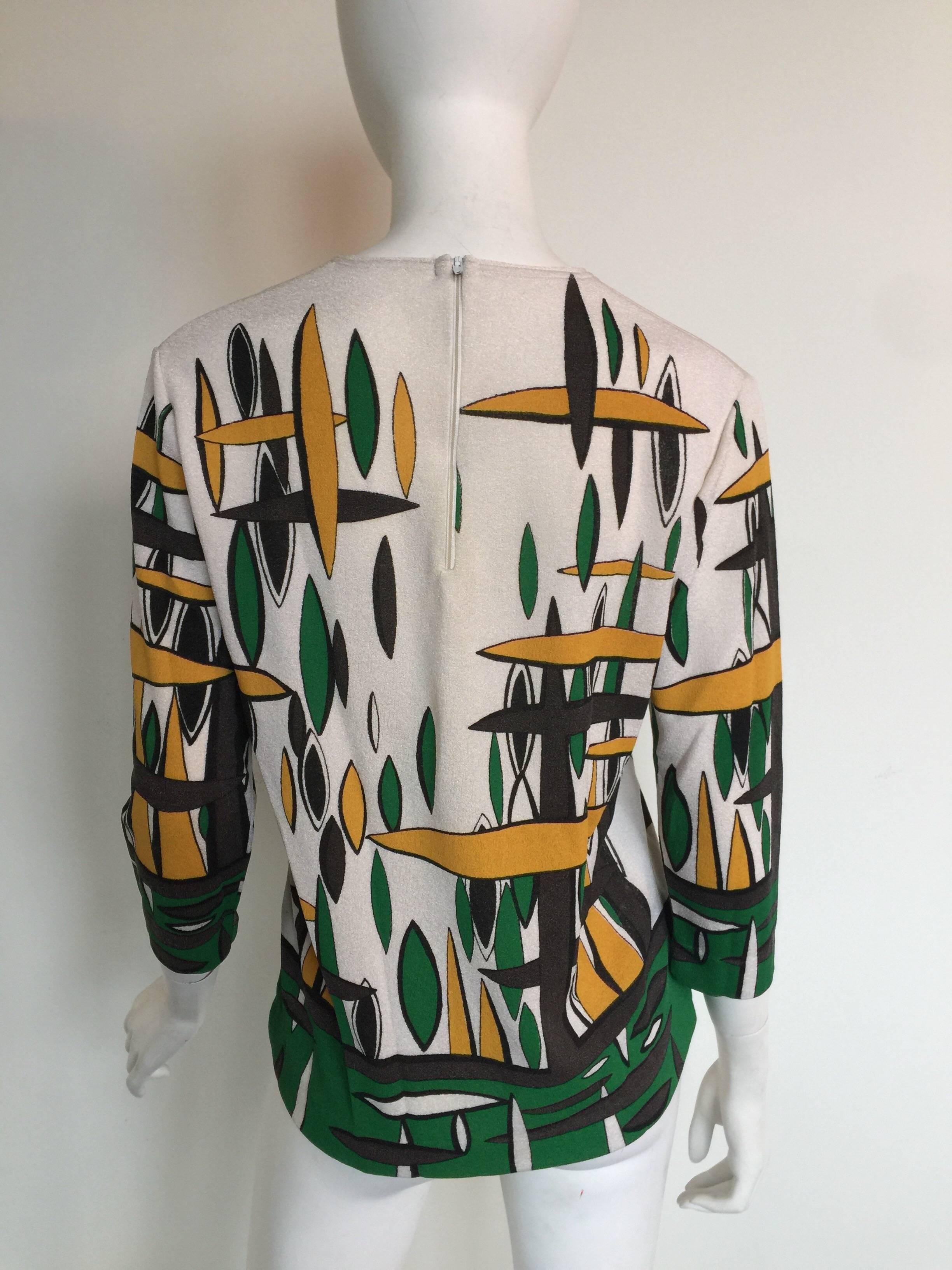 Women's or Men's Mod printed 1970s top For Sale