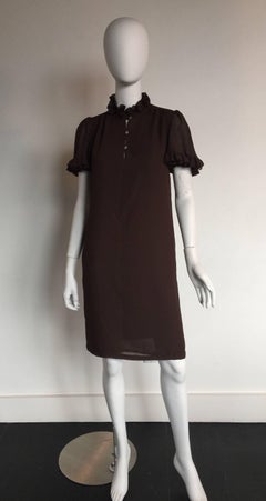 Mr. Blackwell brown ruffle sleeve dress