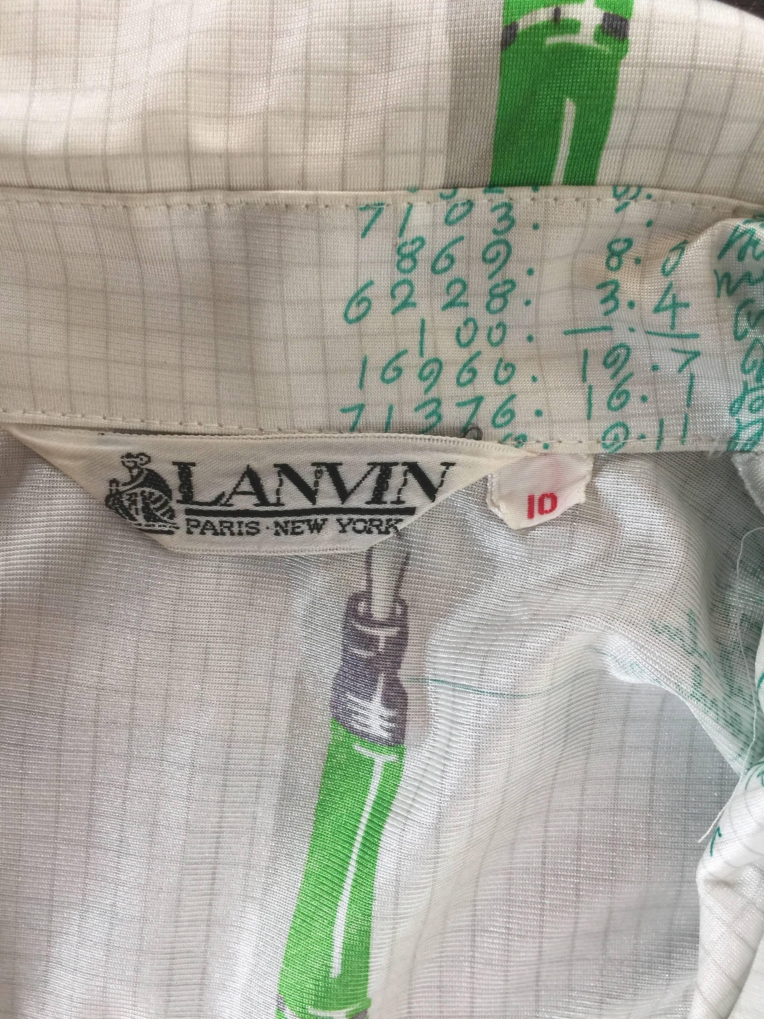 Lanvin 1970s mathematician printed dress For Sale 2