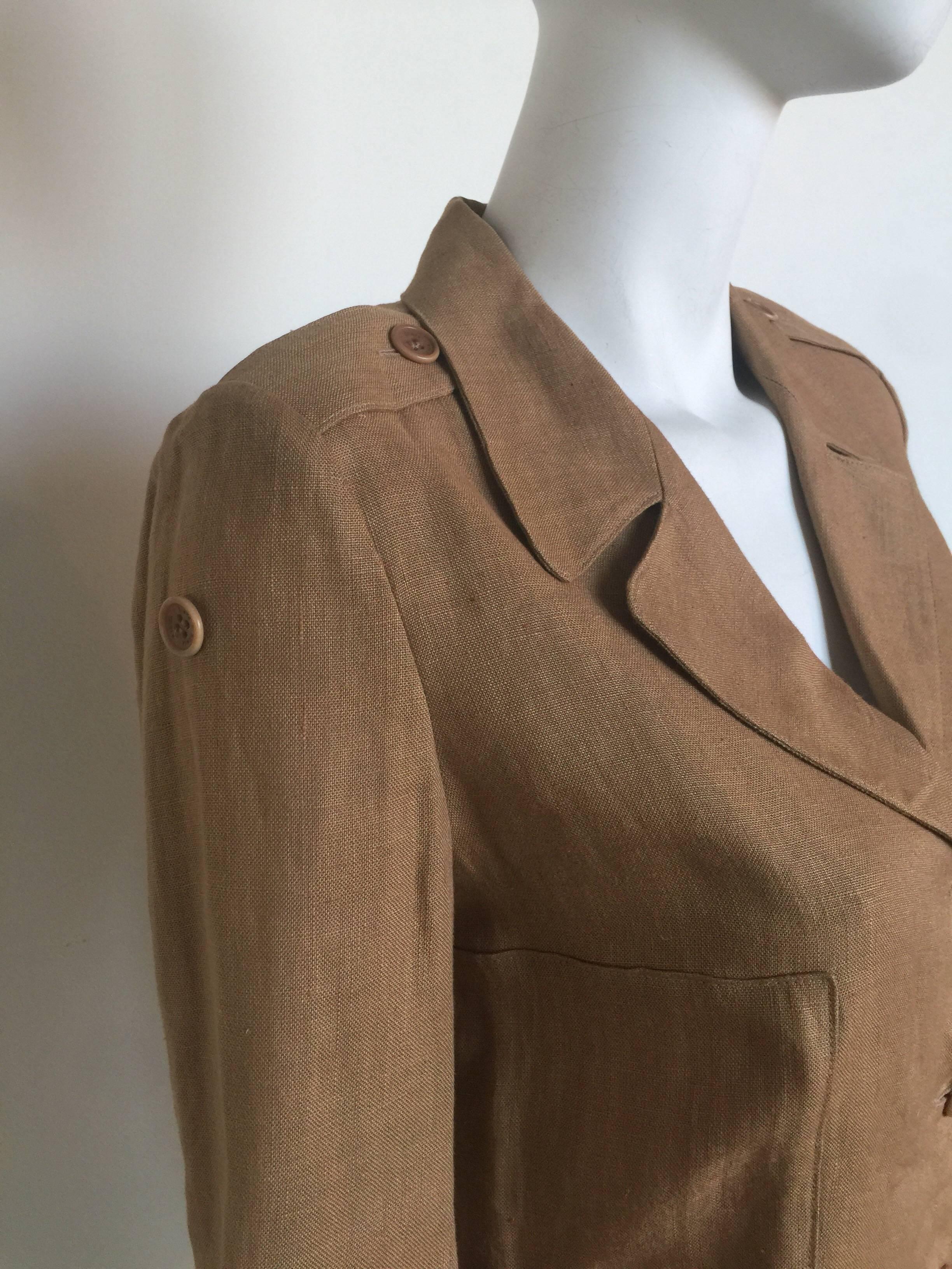 Sonia Rykiel camel linen blazer  In Excellent Condition For Sale In New York, NY