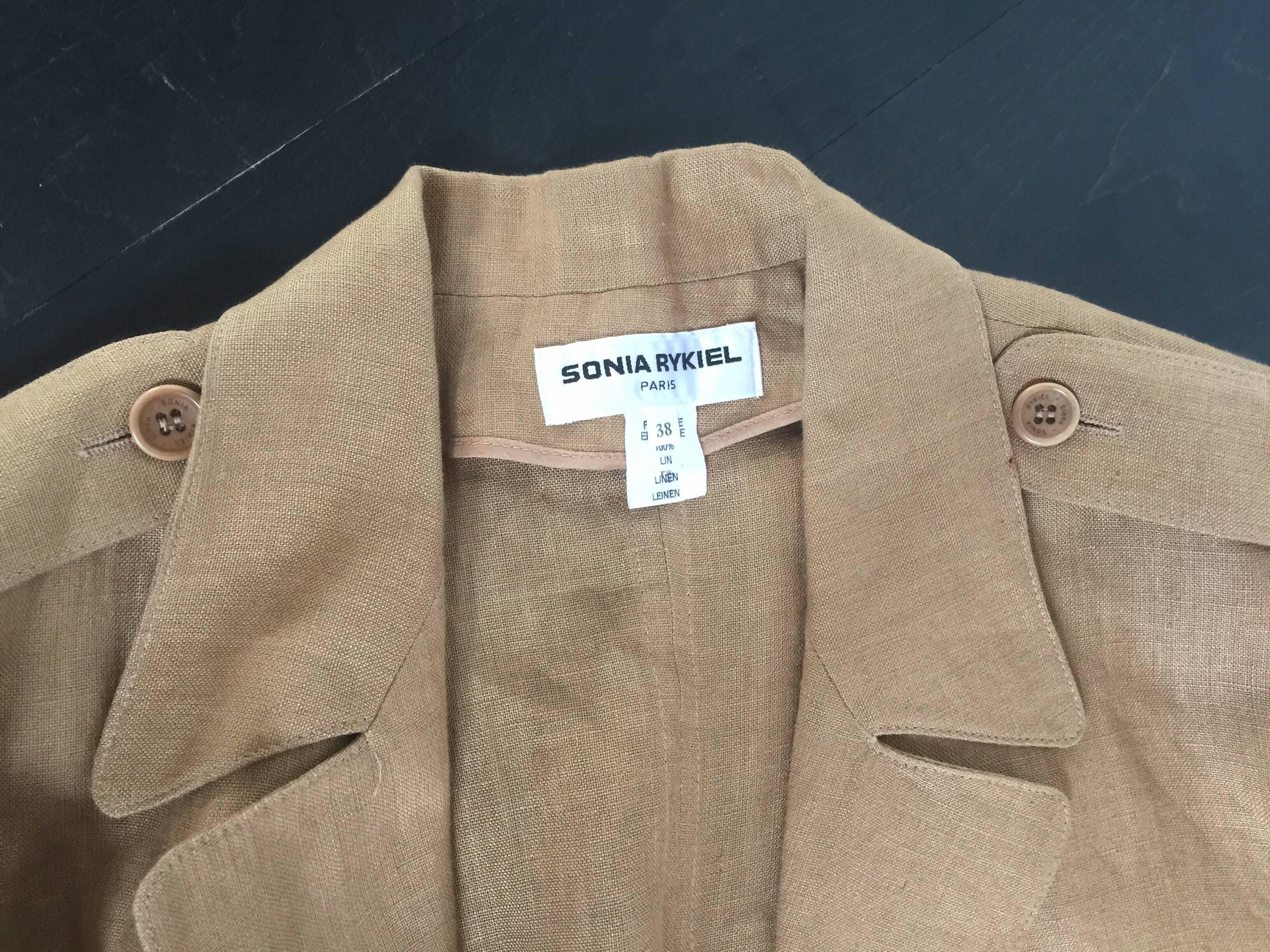 Sonia Rykiel camel linen blazer  For Sale 4