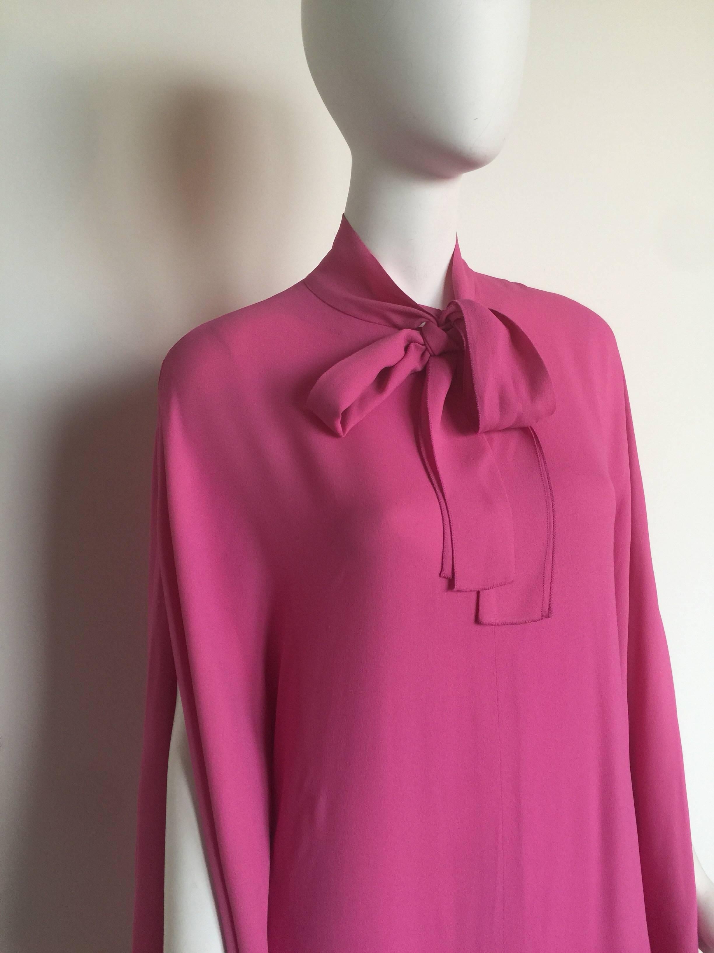 Pink Pierre Cardin bubble gum pink bow caftan 